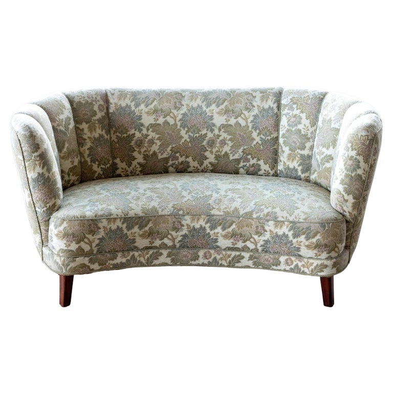 Danish 1950s Banana Form Curved Sofa or Loveseat For Sale at 1stDibs