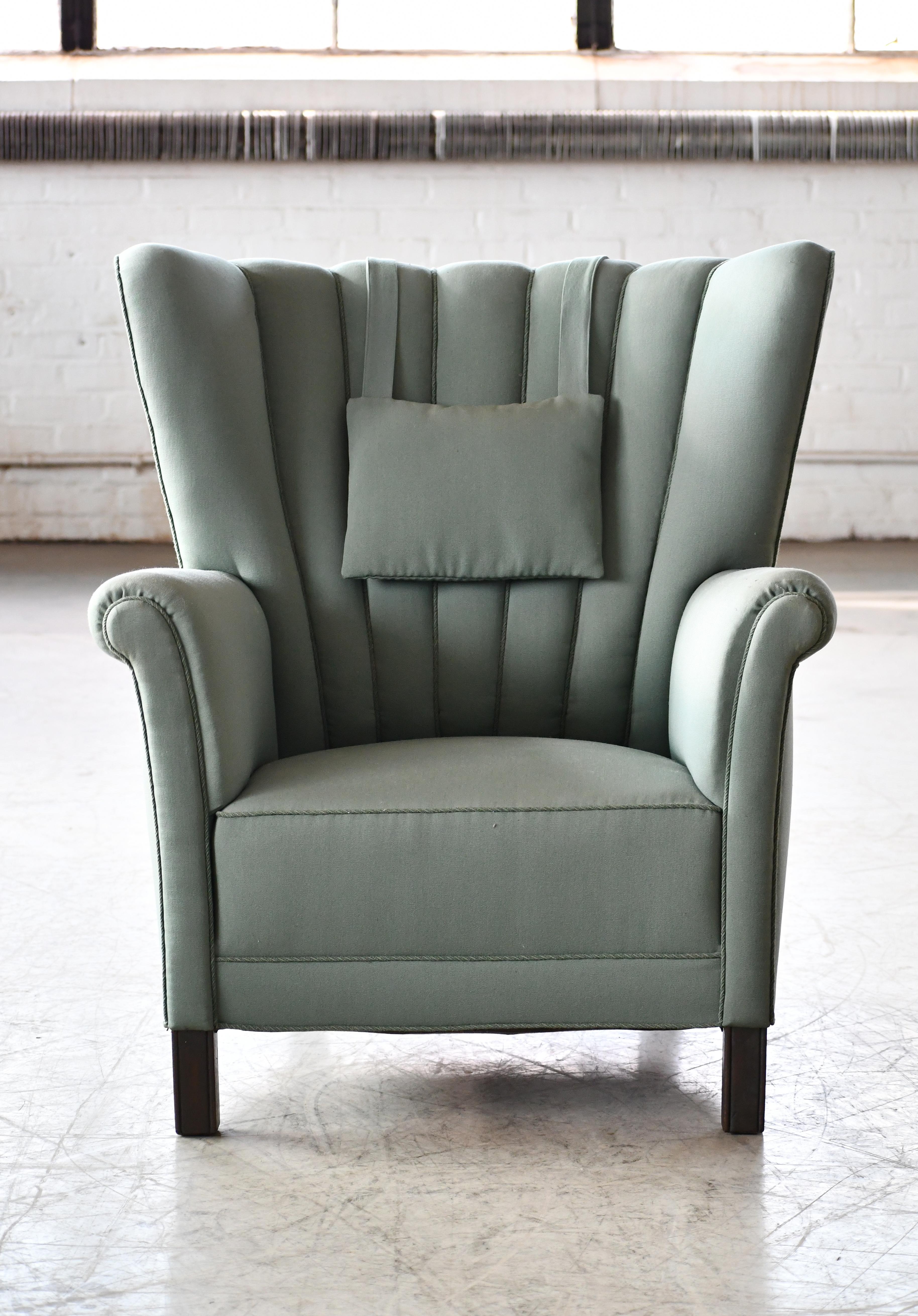 Danish 1950's Channelback Club Chair Attributed to Fritz Hansen  For Sale 1