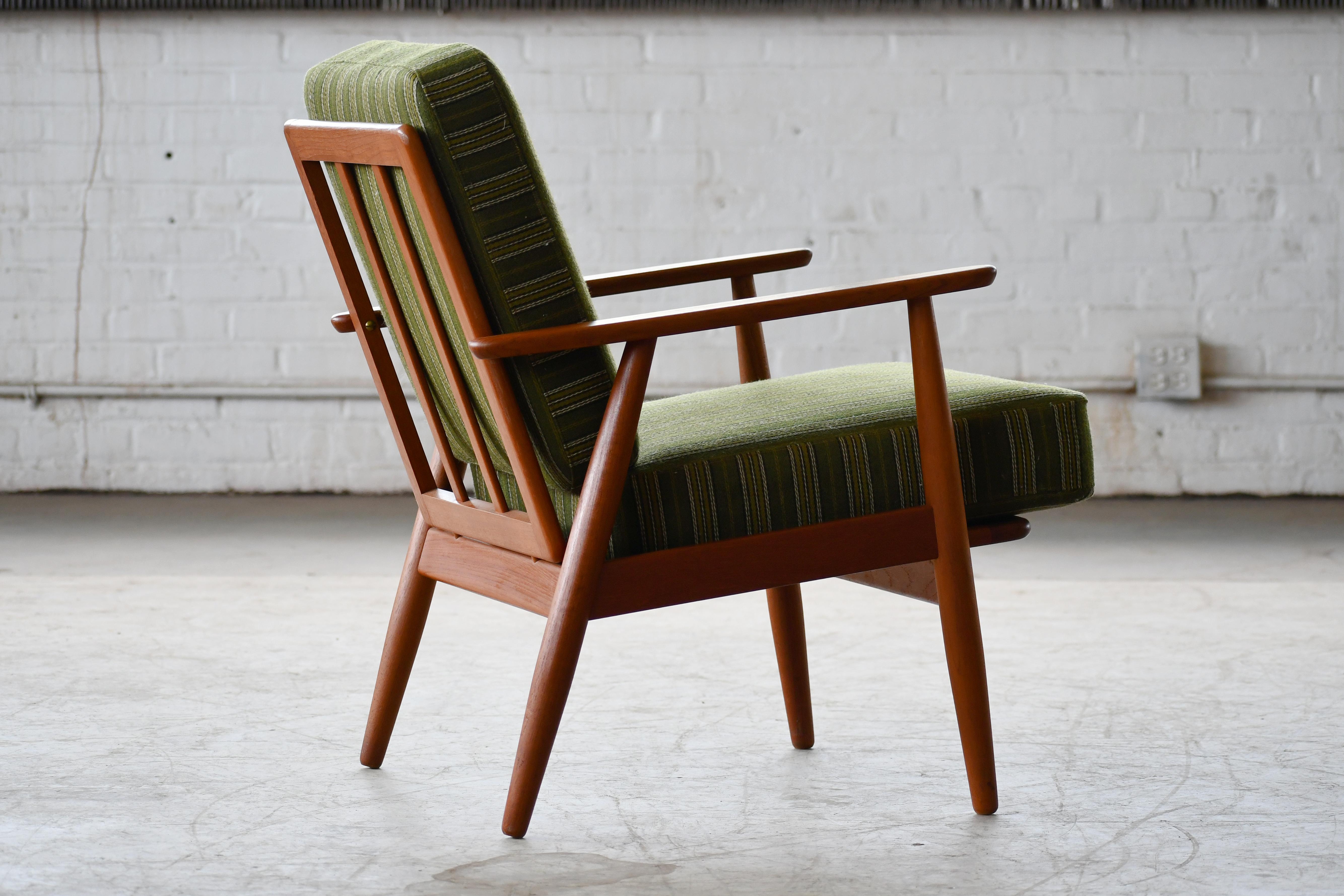 Danish 1950's Classic Easy Chair in Teak and Striped Wool For Sale 7