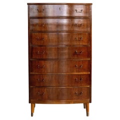Danish 1950's Dresser or Chest of Drawers in Mahogany and Brass Pulls