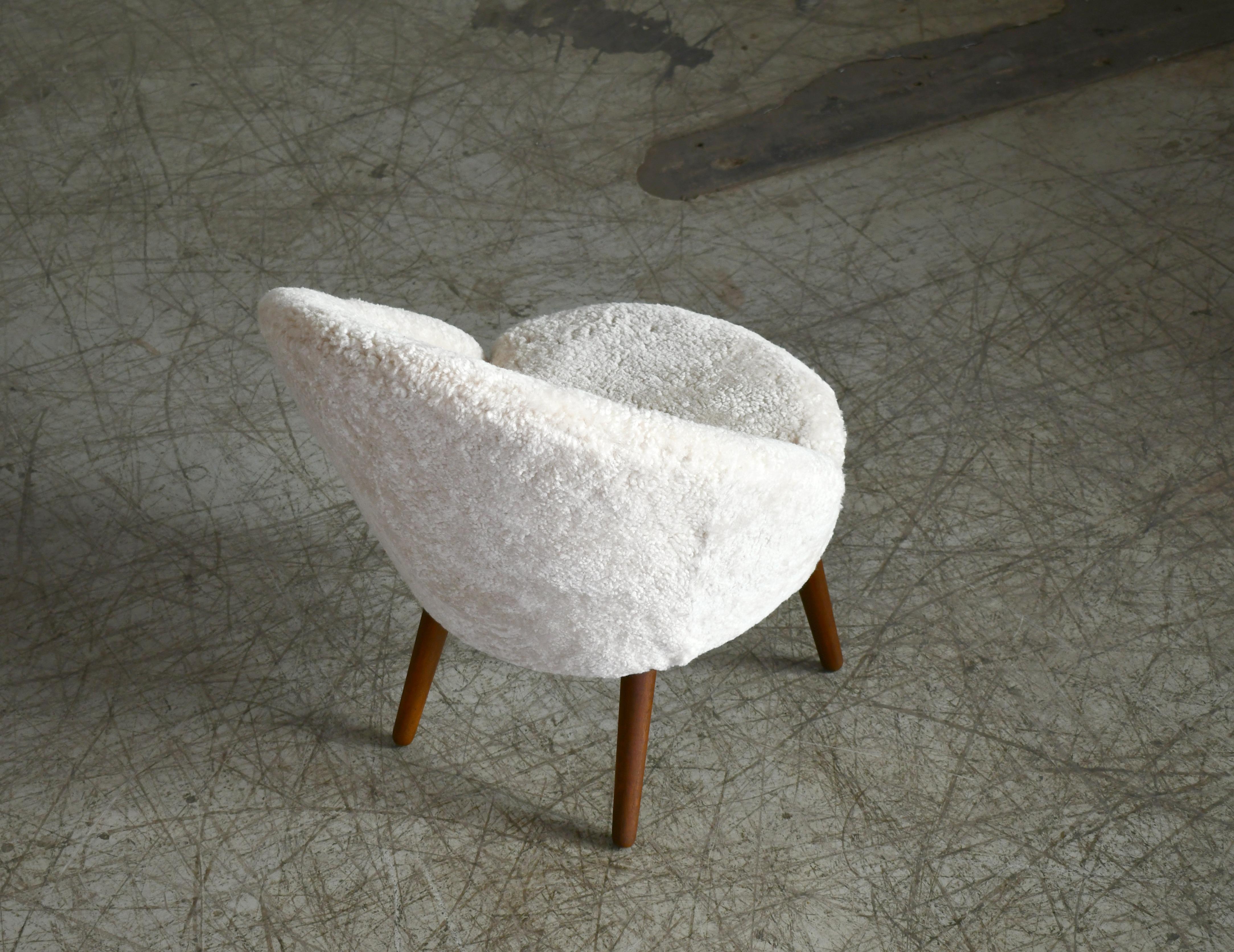 Danish 1950s Easy Chair Covered in Shearling Sheepskin by Ejv. Johansson 3