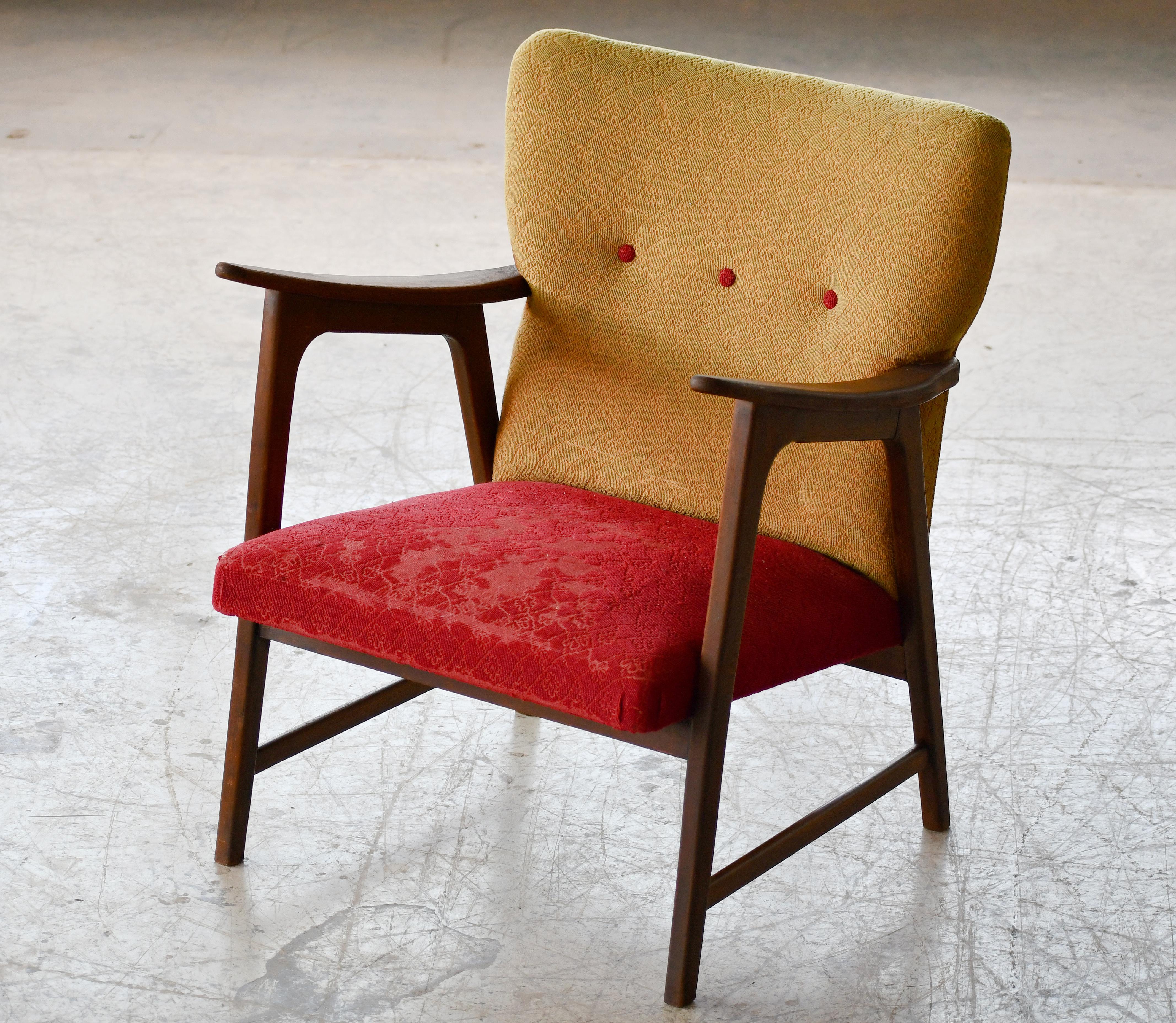 Danish 1950's Easy Chair in Stained Beech Style of France & Daverkosen For Sale 3