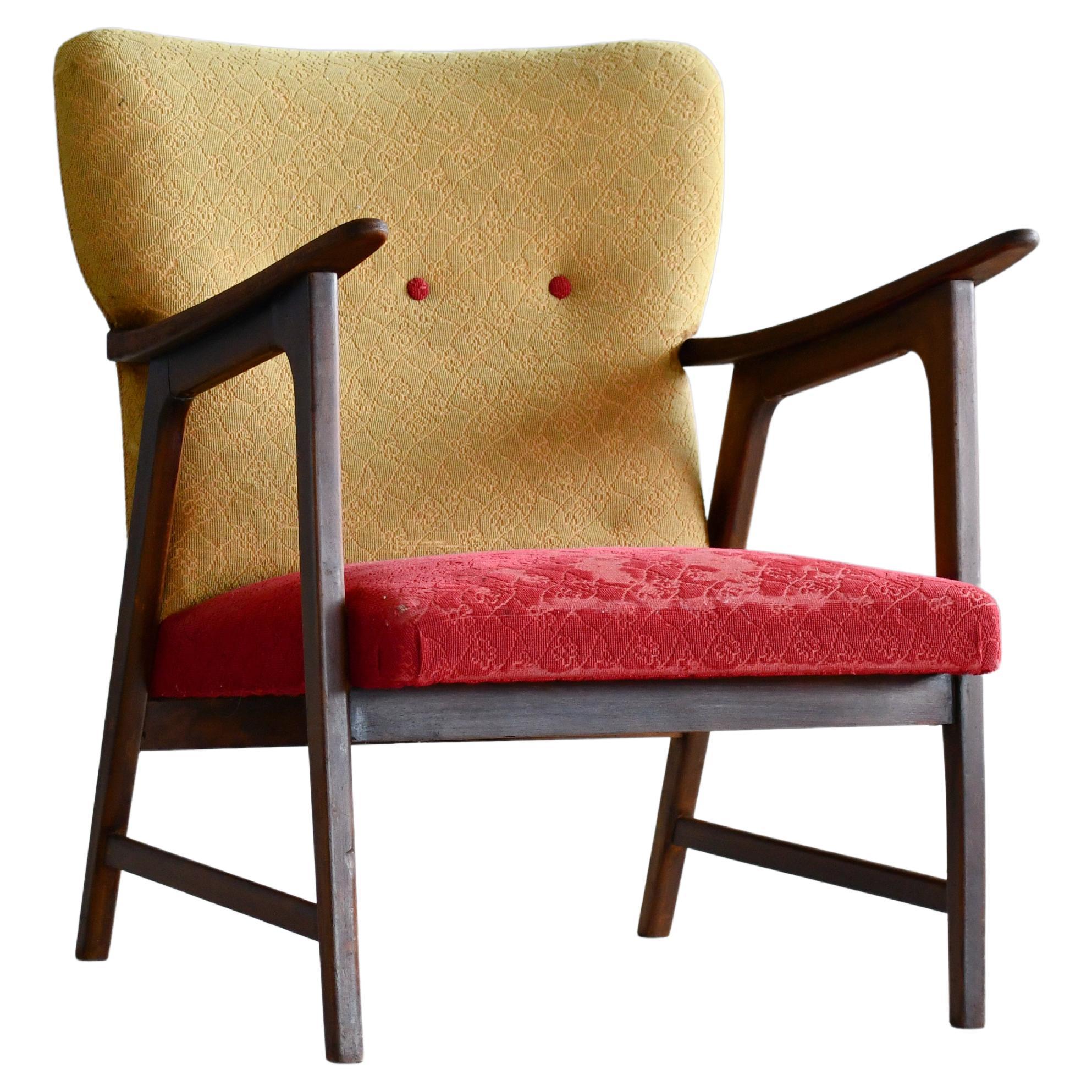 Danish 1950's Easy Chair in Stained Beech Style of France & Daverkosen For Sale