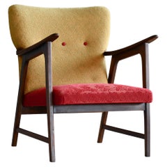 Danish 1950's Easy Chair in Stained Beech Style of France & Daverkosen