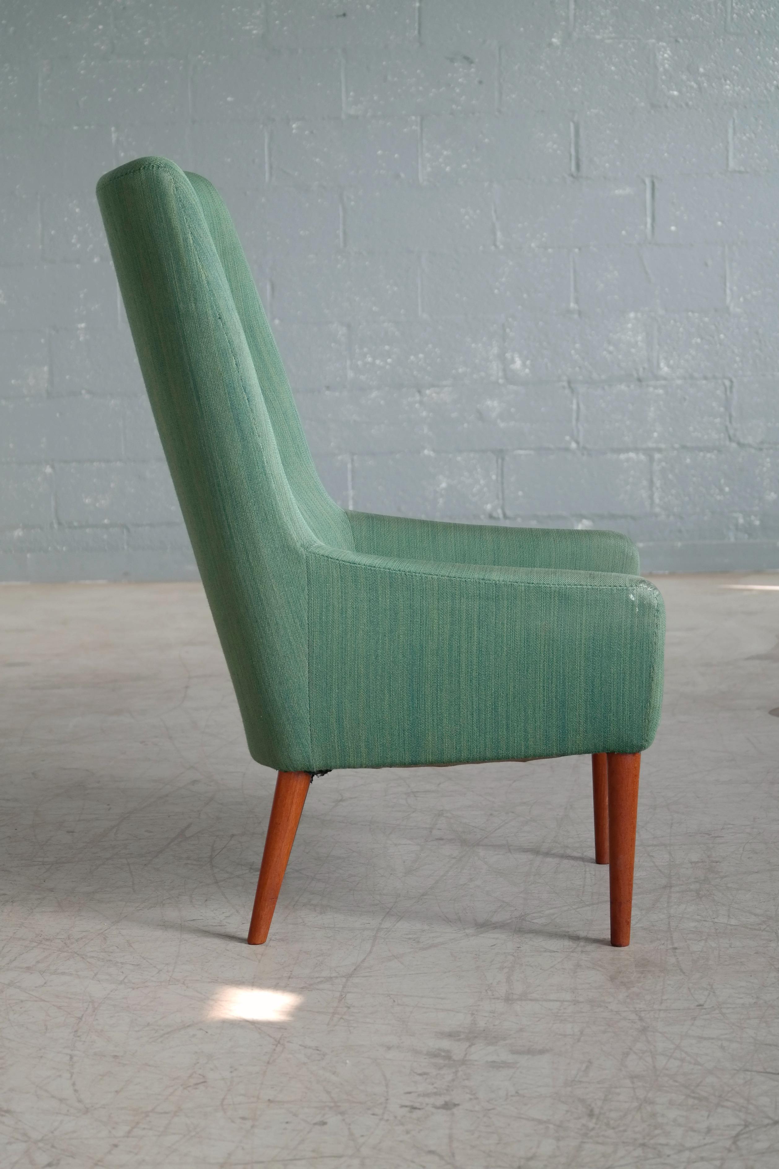 Danish 1950s Easy Chair with Footstool by Master Cabinet Maker Jacob Kjaer 5