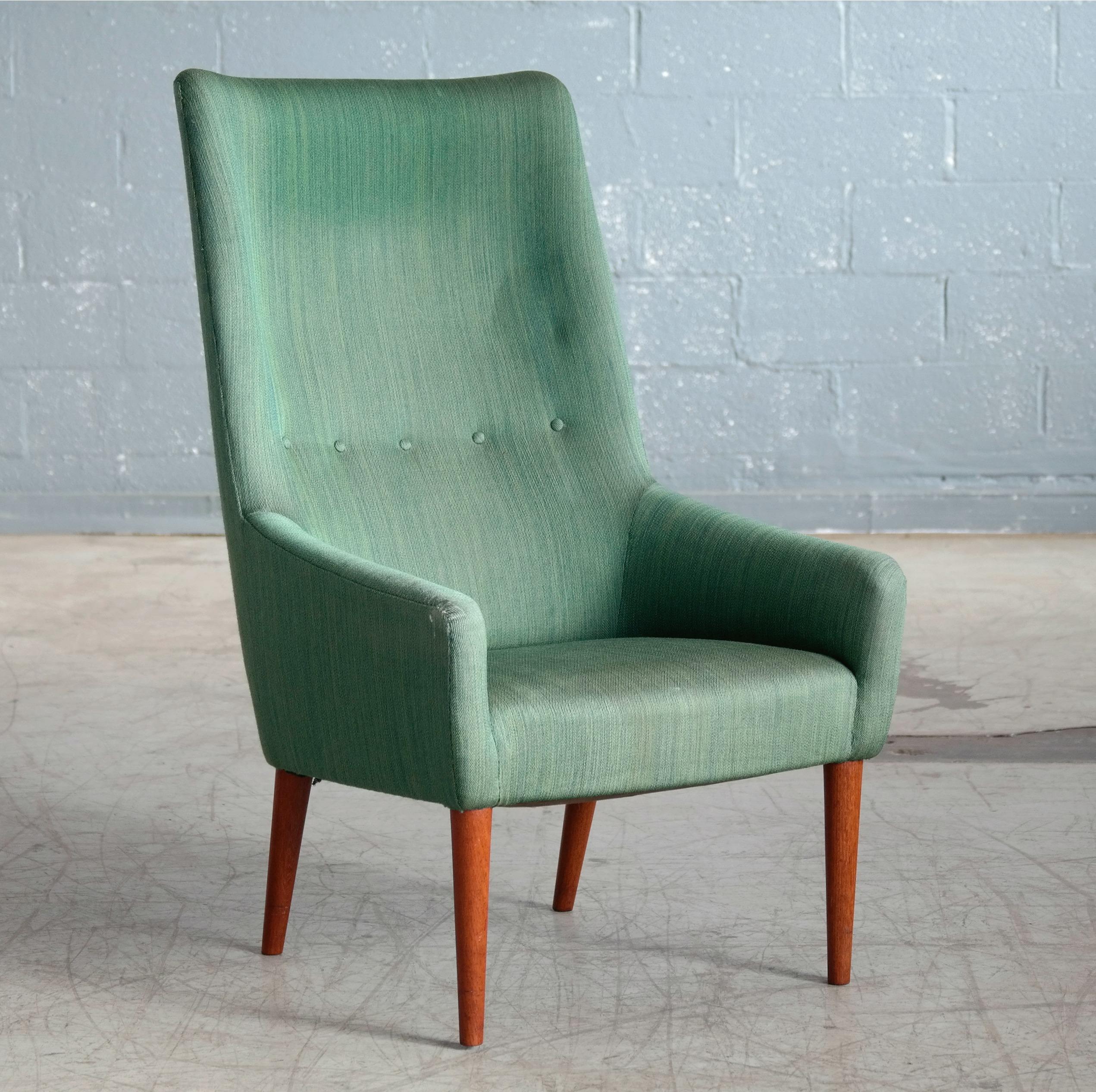 Mid-Century Modern Danish 1950s Easy Chair with Footstool by Master Cabinet Maker Jacob Kjaer