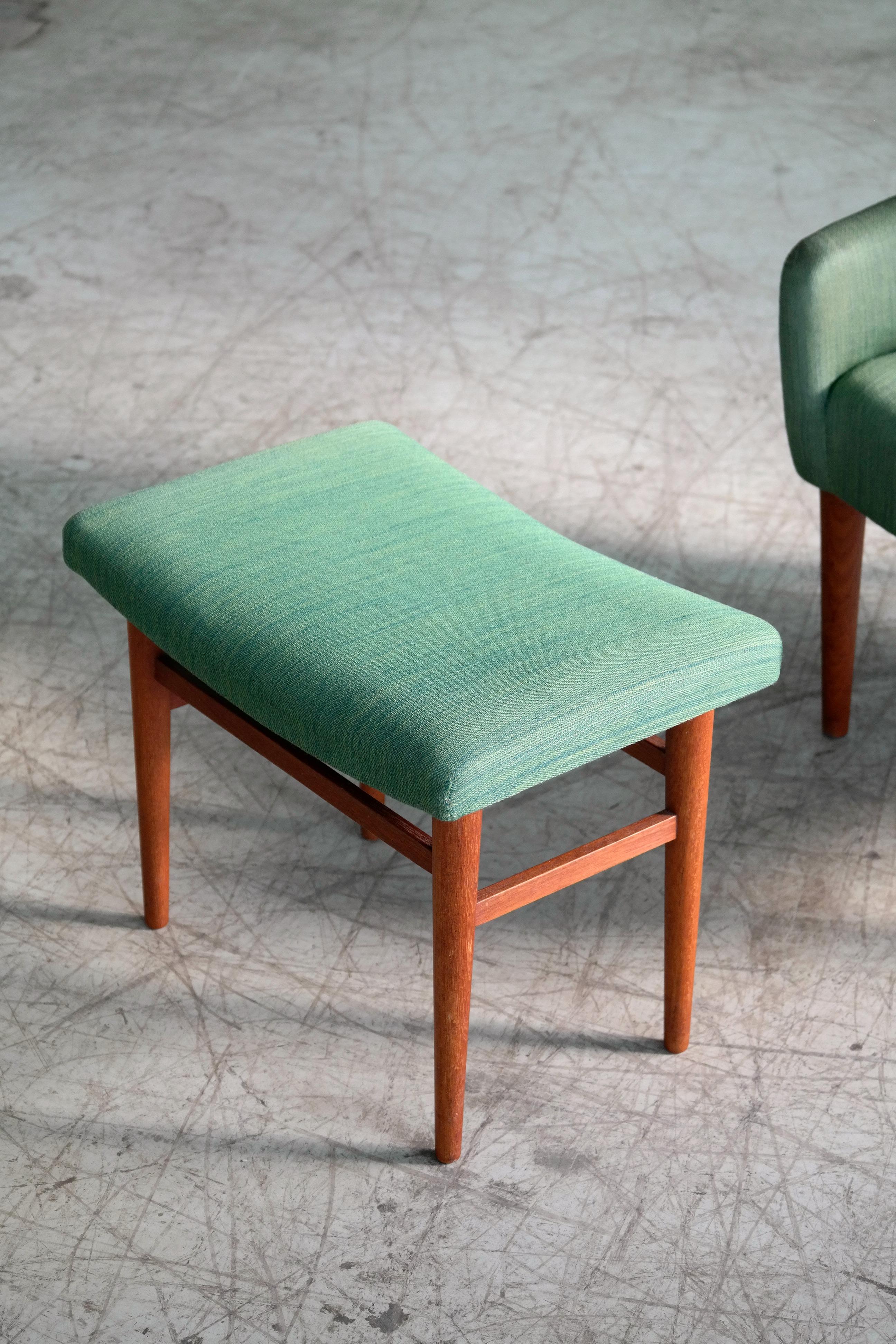 Danish 1950s Easy Chair with Footstool by Master Cabinet Maker Jacob Kjaer 1