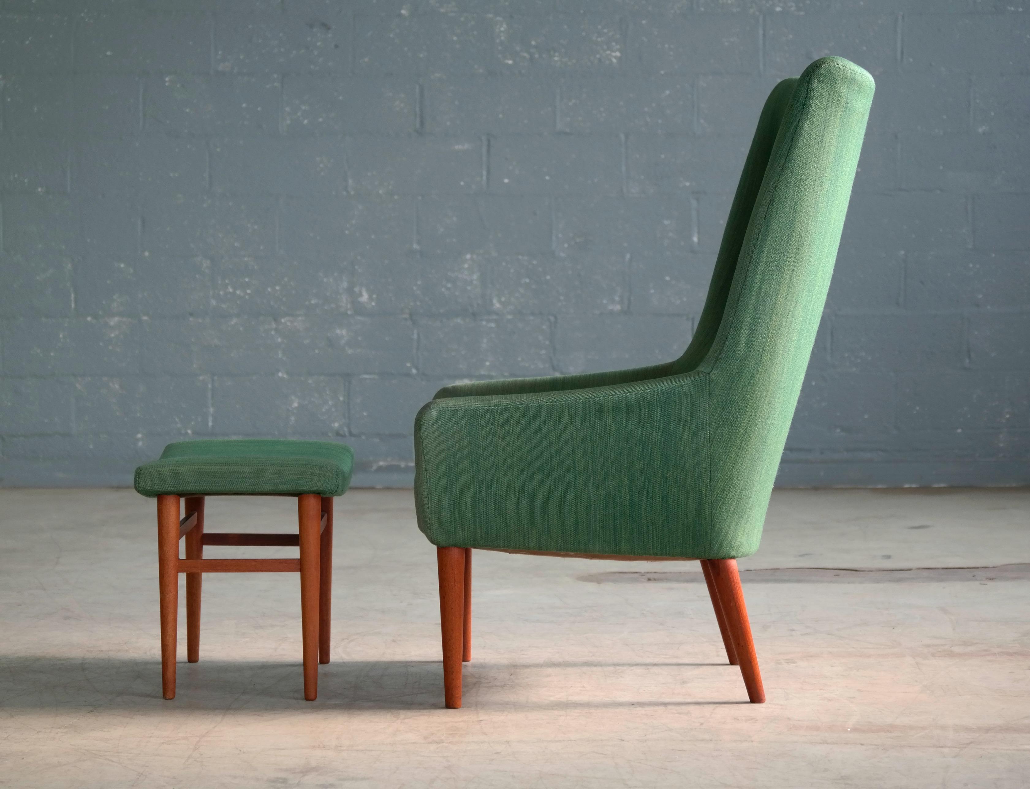 Danish 1950s Easy Chair with Footstool by Master Cabinet Maker Jacob Kjaer 3
