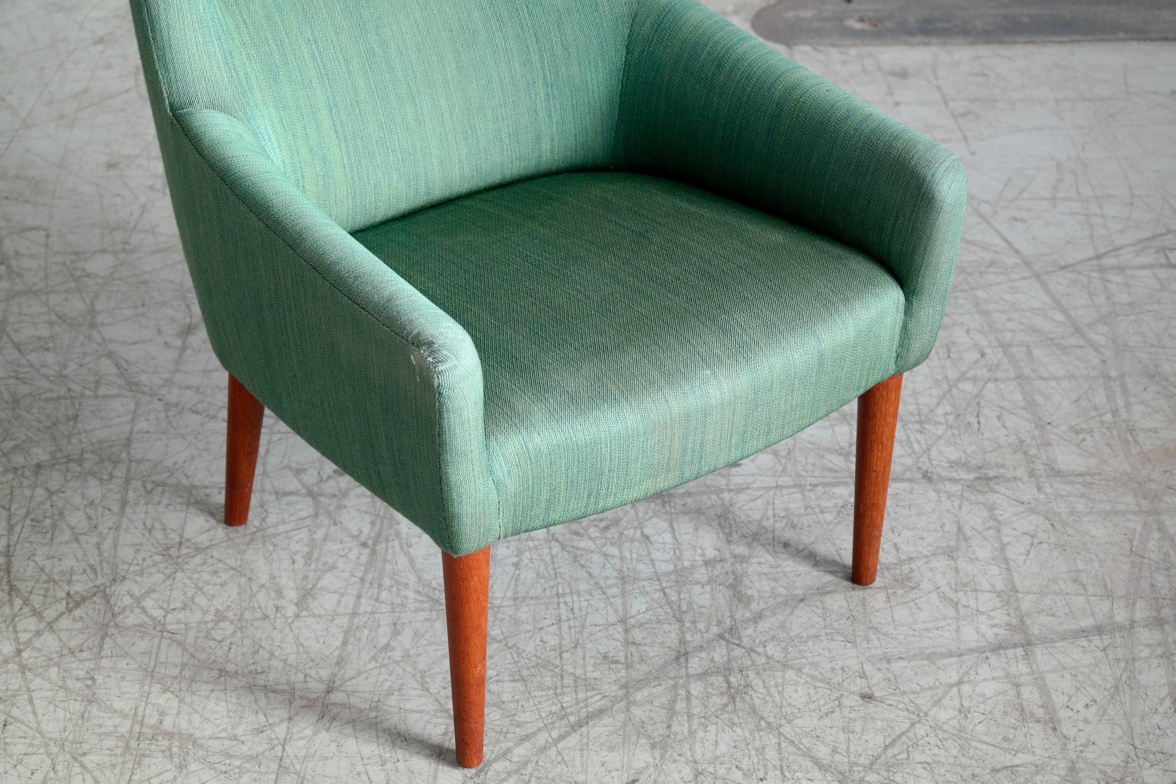 Mid-20th Century Danish 1950s Easy Chair with Footstool by Master Cabinet Maker Jacob Kjaer