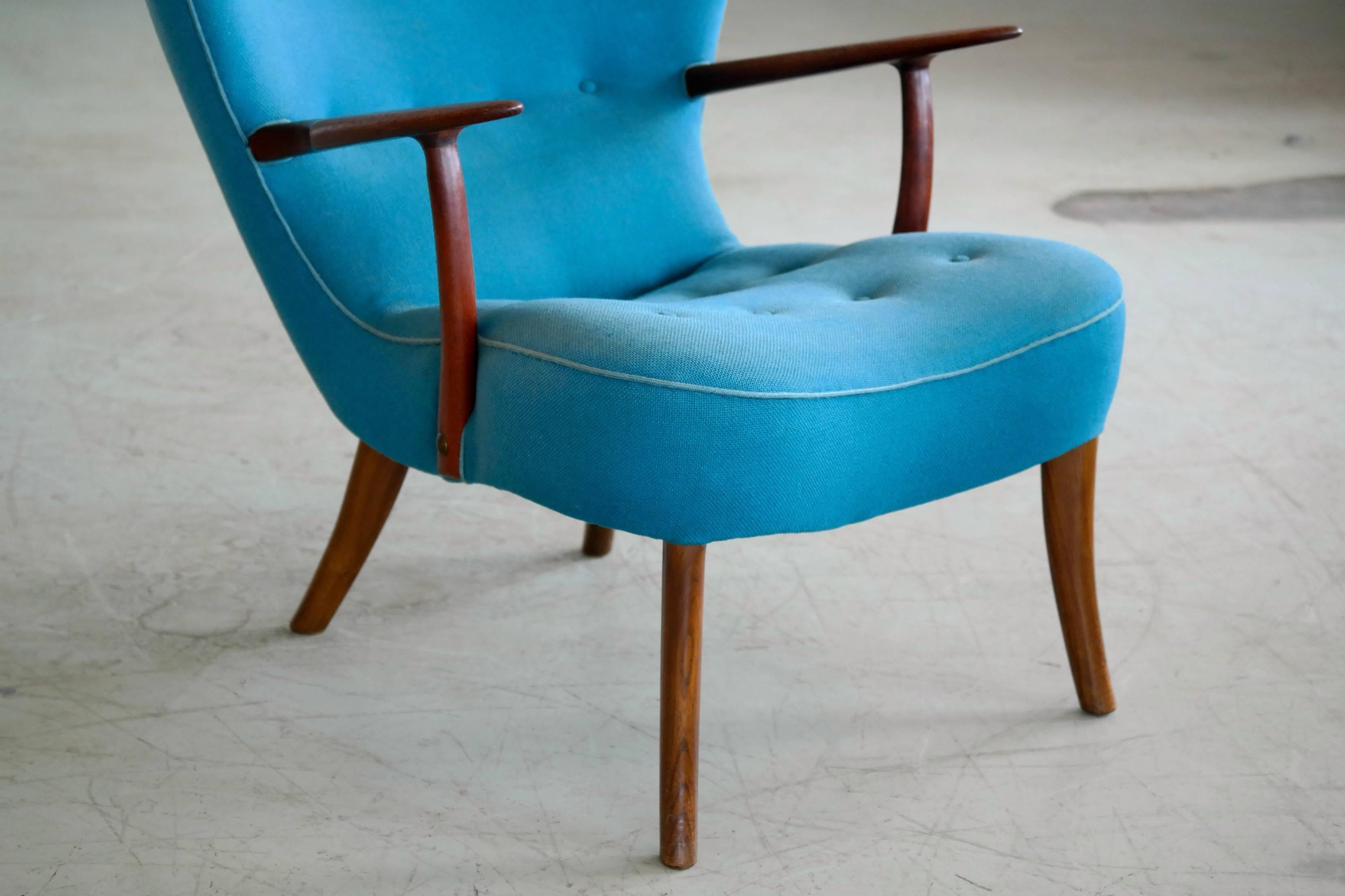 Danish 1950s High Back Lounge Chair Model Pragh by Madsen and Schubell 1