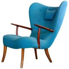 Danish 1950s High Back Lounge Chair Model Pragh by Madsen and Schubell