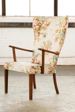 Danish 1950s Highback Lounge Chair Model 1644 by Fritz Hansen