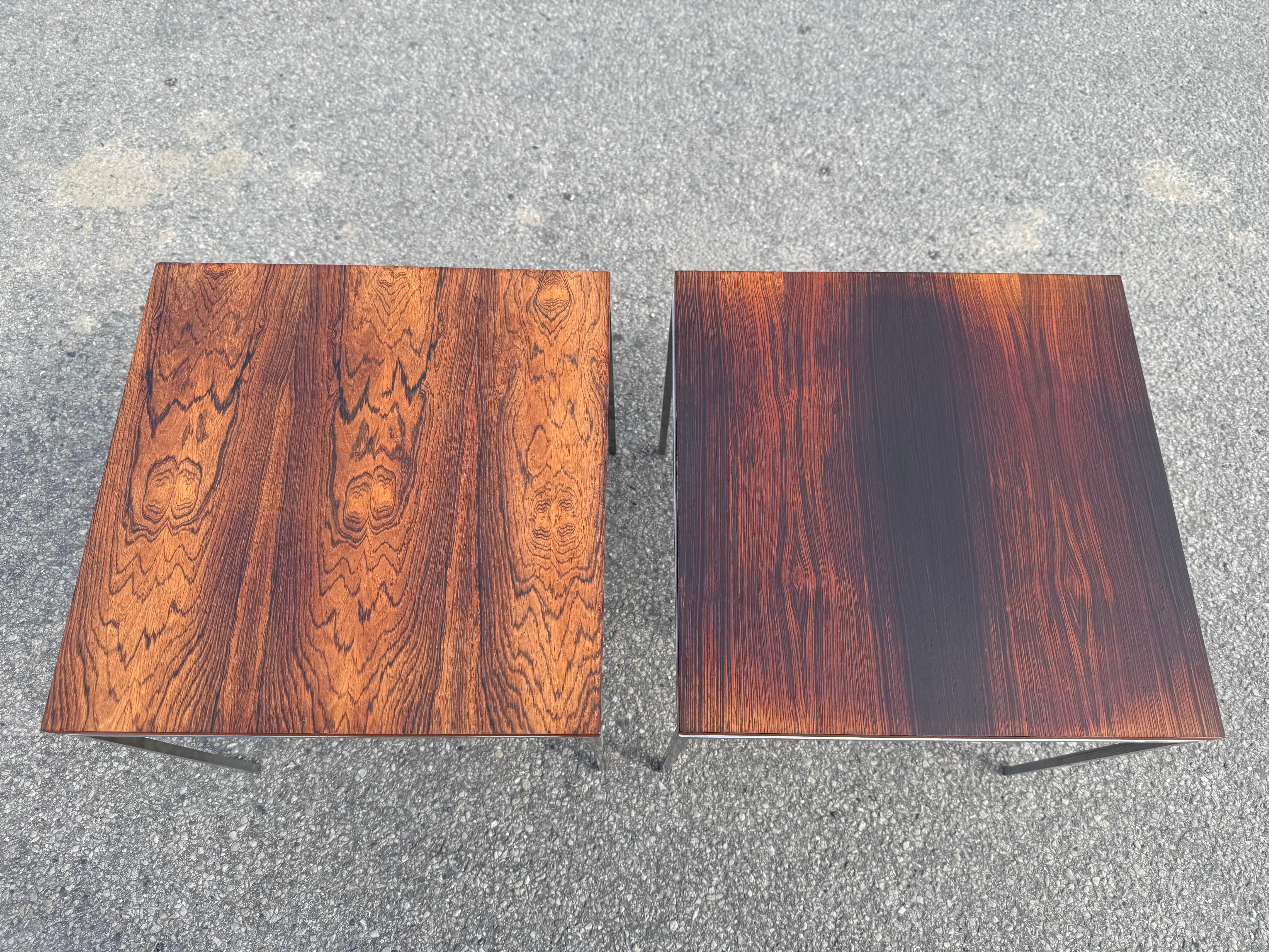 Classic Knud Joos Side Tables Jason Mobler Denmark 1960's

In the minimalist style of Poul Kjærholm. Wood and steel, simple Danish mid-century modern
