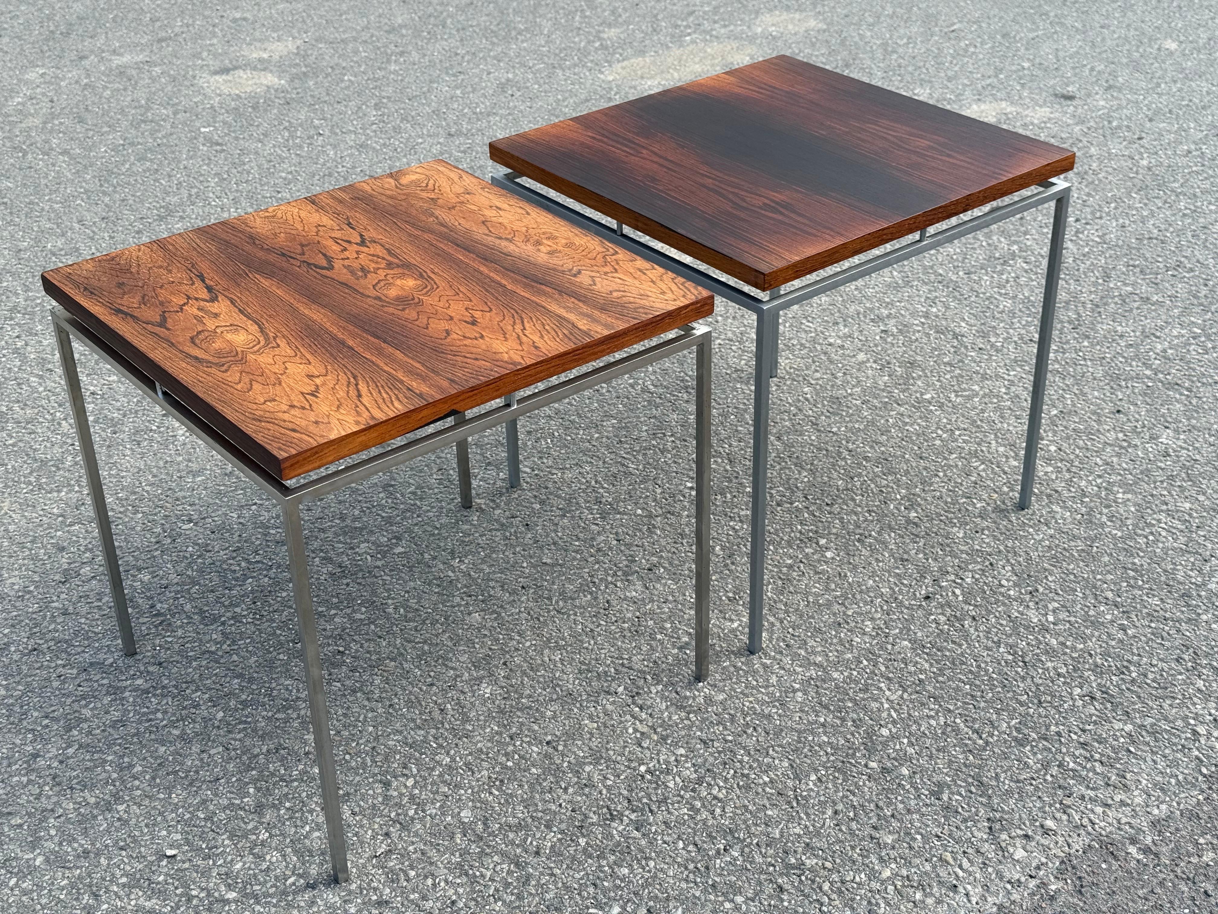 Mid-20th Century Danish 1950s Light Blue art deco Nightstands with Brass Hardware For Sale