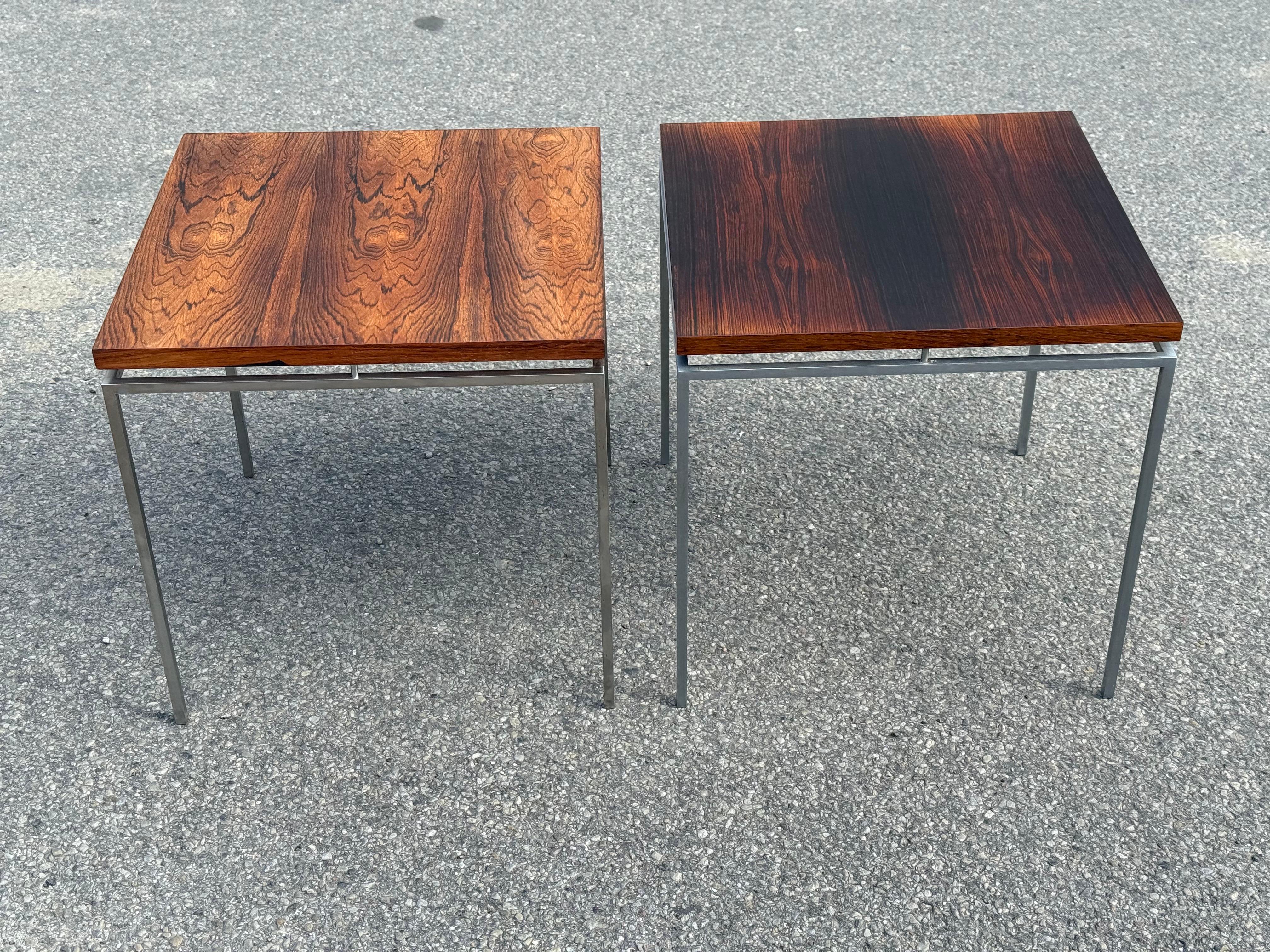 Danish 1950s Light Blue art deco Nightstands with Brass Hardware For Sale 1