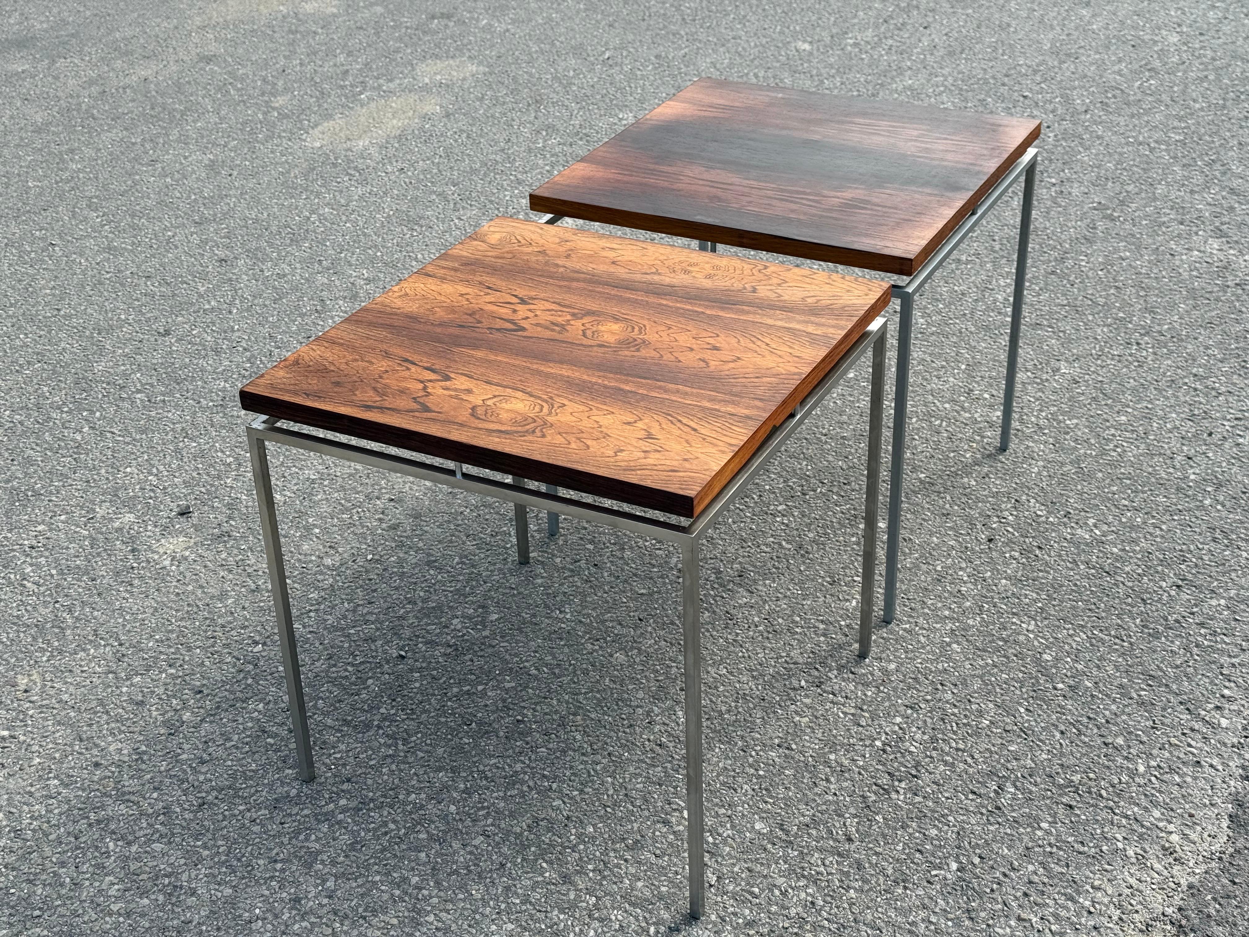 Danish 1950s Light Blue art deco Nightstands with Brass Hardware For Sale 2