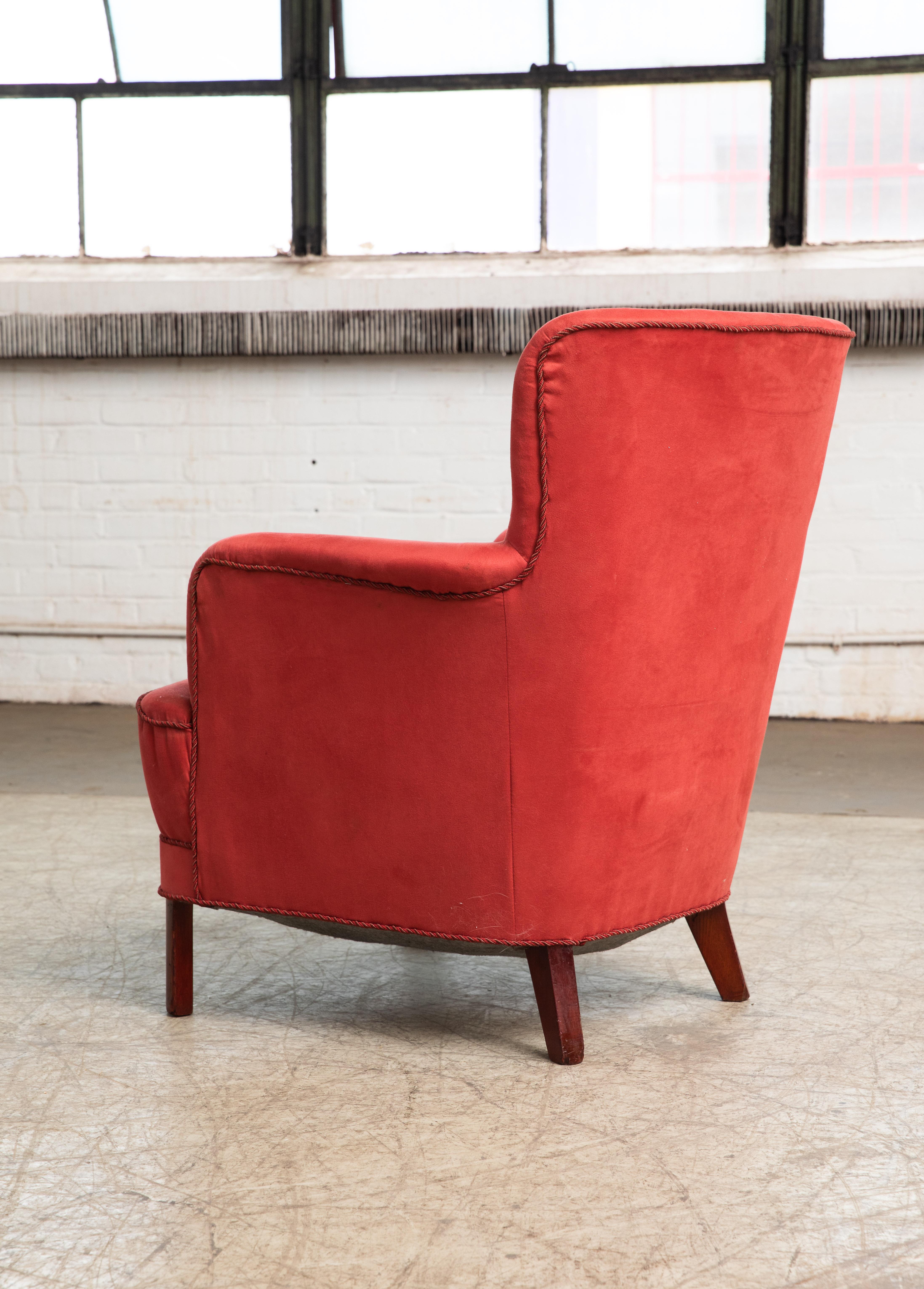 Wool Danish 1950's Lounge Chair Attributed to Peter Hvidt & Orla Mølgaard-Nielsen