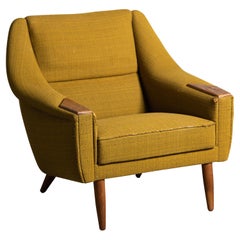 Danish 1950's Lounge Chair in Teak and Wool Attributed to H. W. Klein