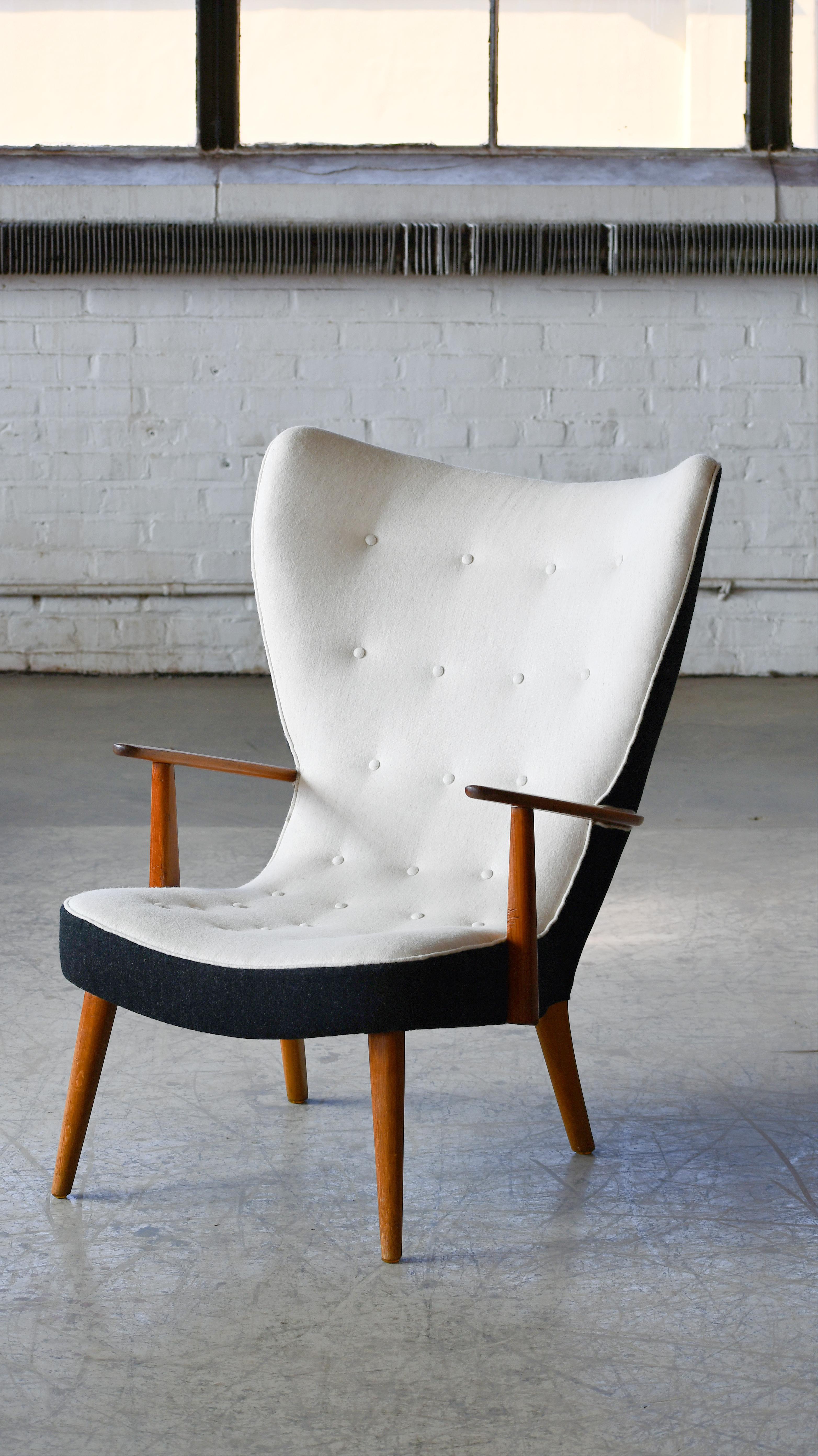 Danish 1950s Lounge Chair Model Pragh with Ottoman by Madsen and Schubell  1