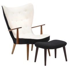 Danish 1950s Lounge Chair Model Pragh with Ottoman by Madsen and Schubell 