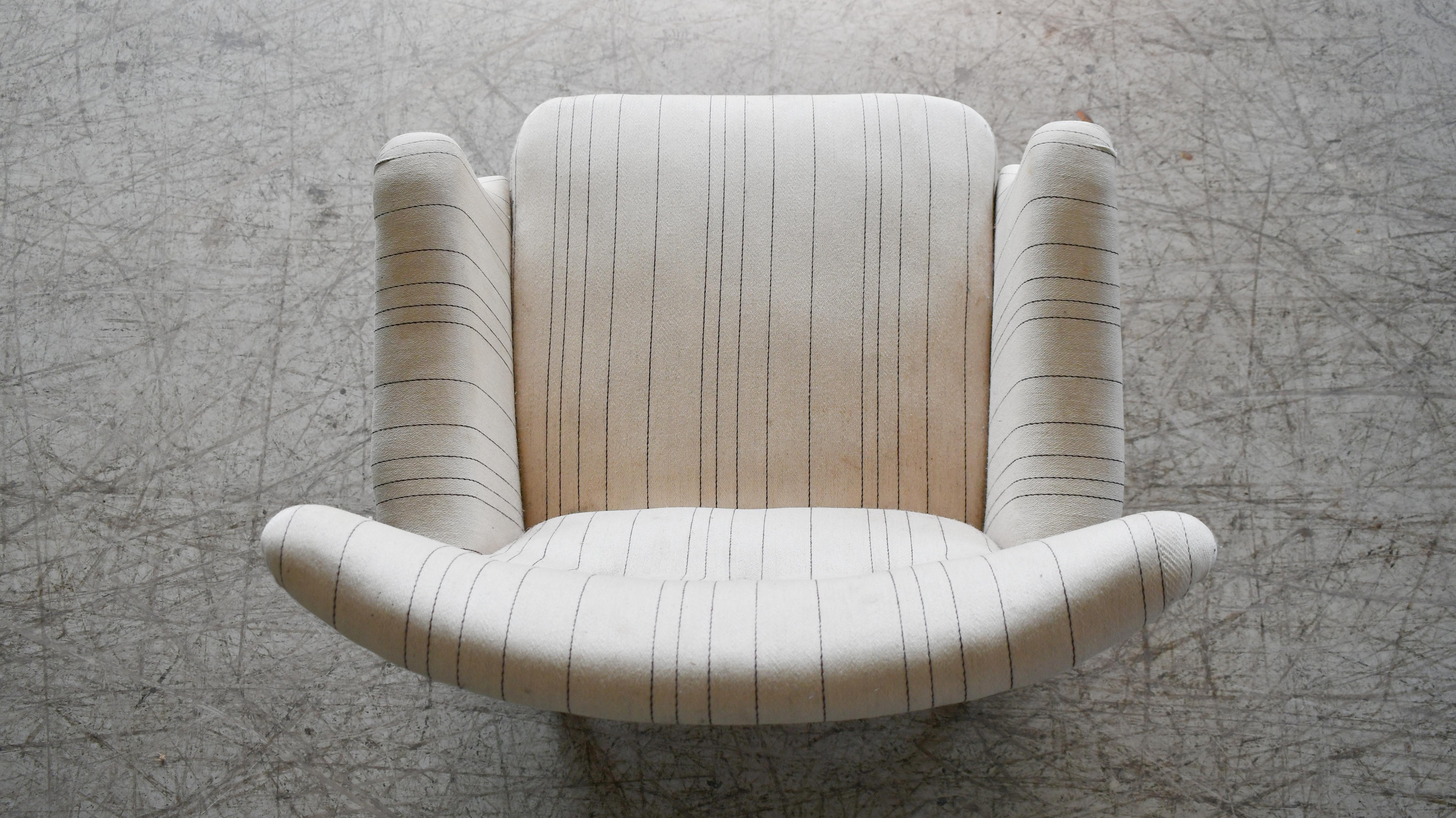 Dänischer Sessel mit niedriger Rückenlehne aus den 1950er Jahren von Fritz Hansen (Wolle) im Angebot