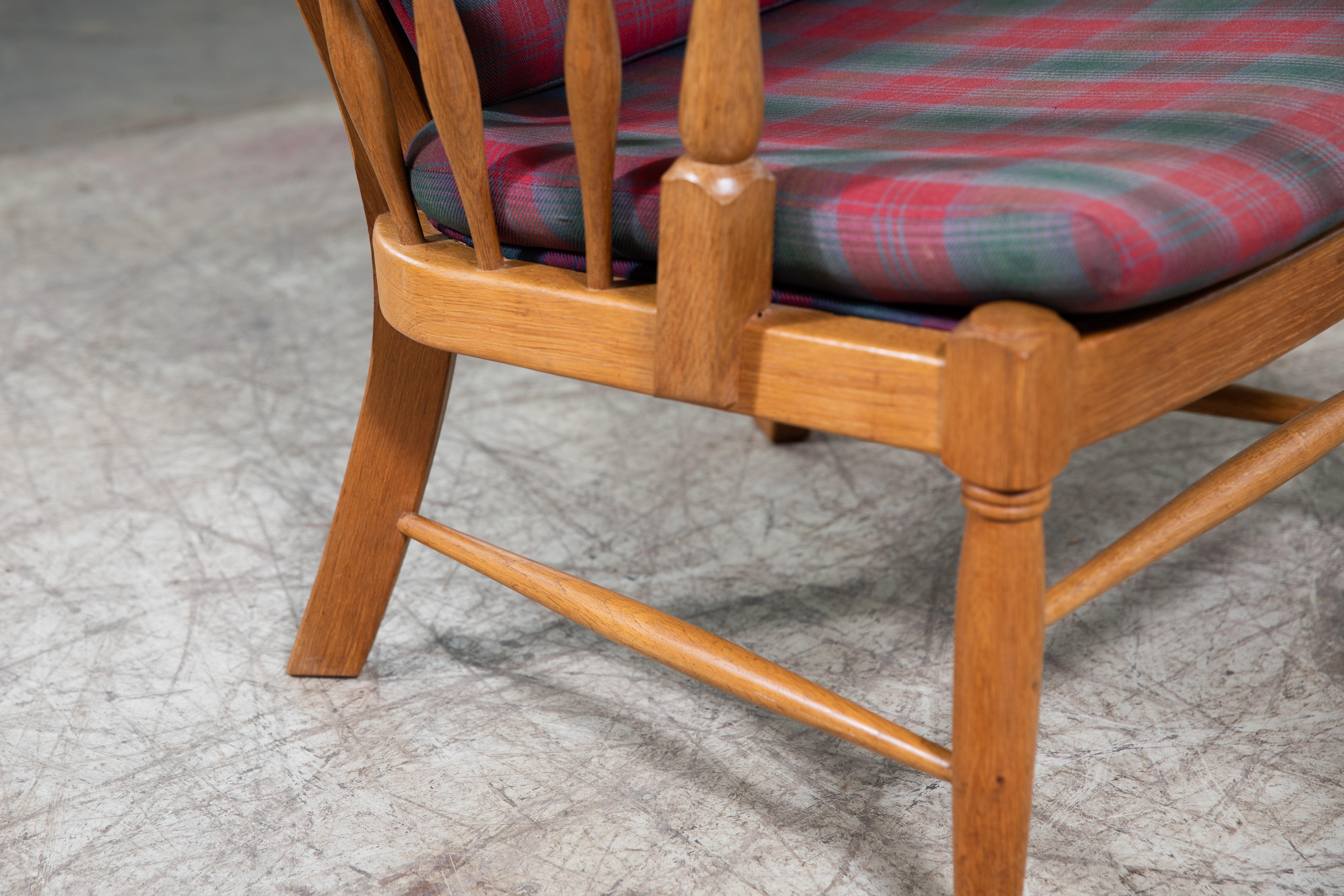 Mid-20th Century Danish 1950s Midcentury Country Style Wingback Armchair in Solid Oak For Sale