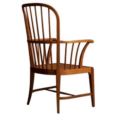 Danish 1950s Oak Windsor Arm Chair with Webbed Seat
