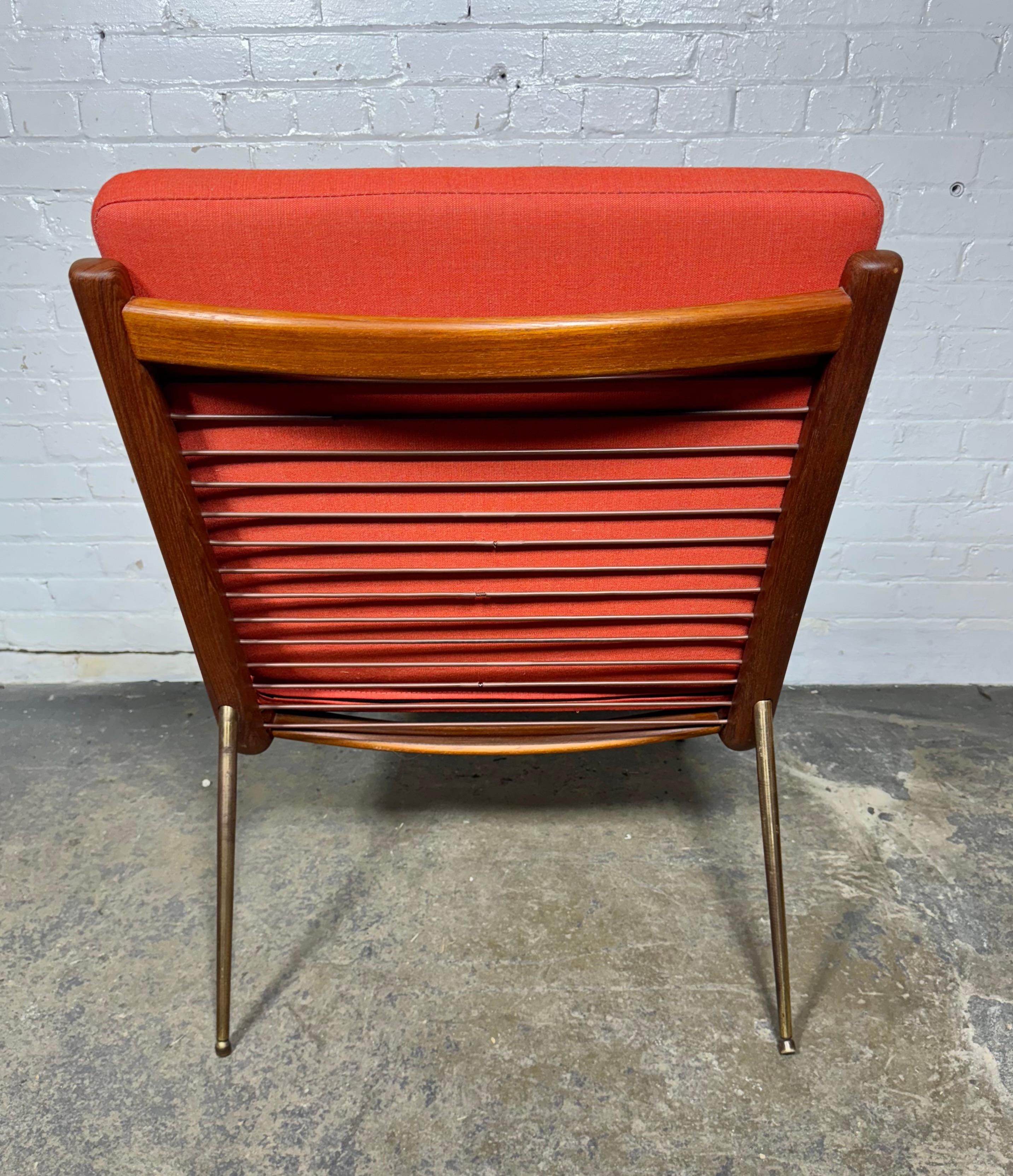 Brass Danish 1950s Peter Hvidt & Orla Molgaard Nielsen Boomerang Chair, France & Son For Sale