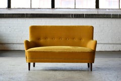 Danish 1950s Settee or Loveseat in Mohair Attributed to Peter Hvidt