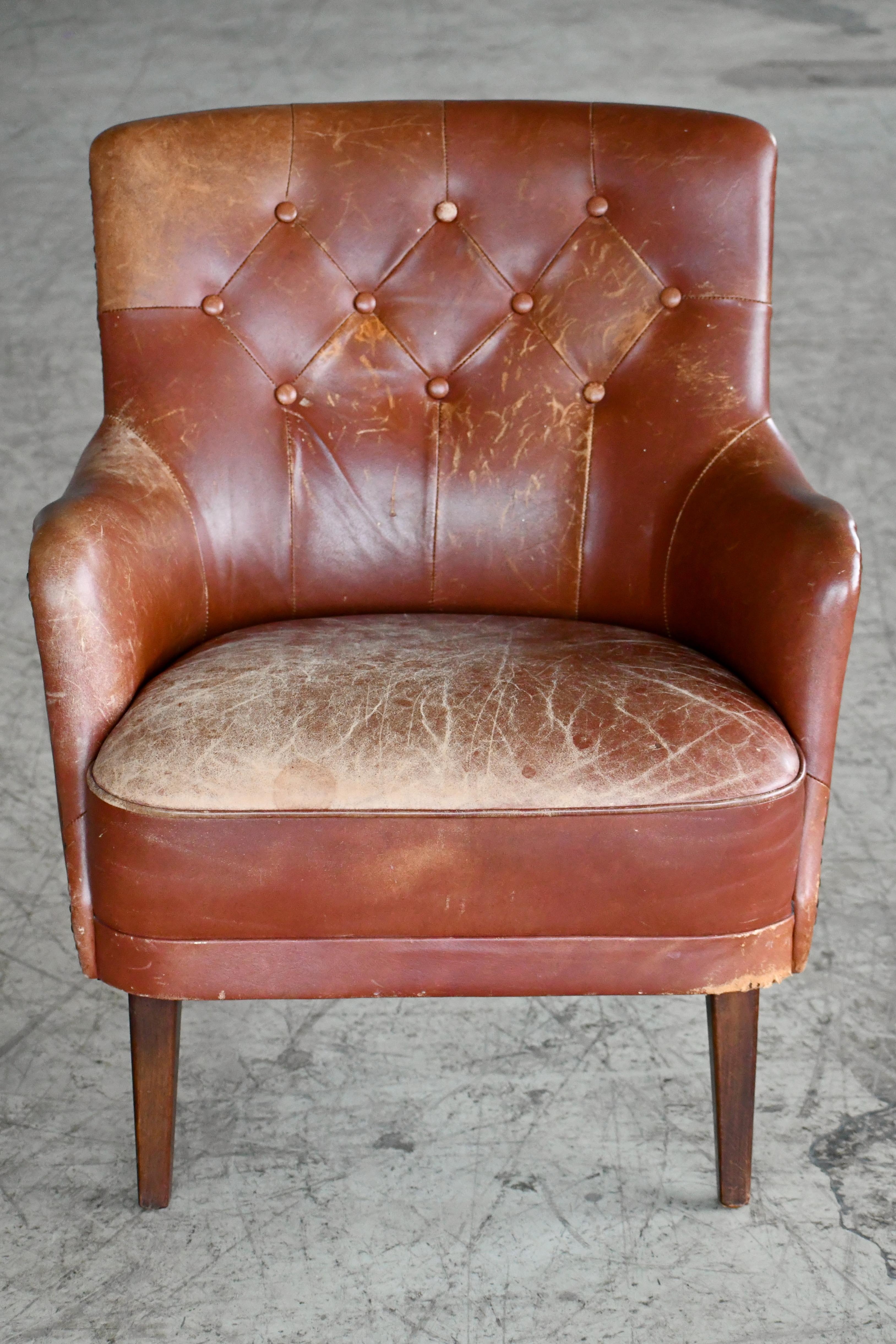 small brown leather chair