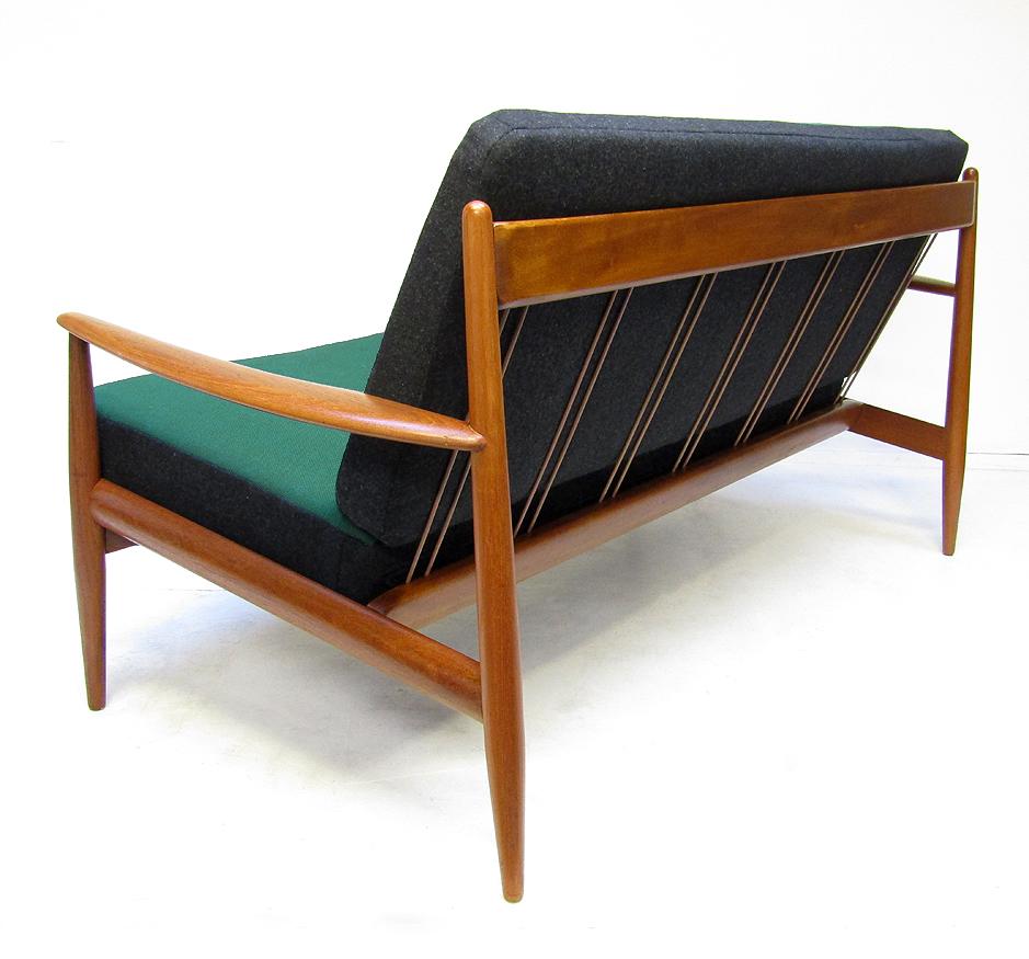 Danish 1950s Sofa and Lounge Chair Set in Jade Kvadrat by Grete Jalk 5