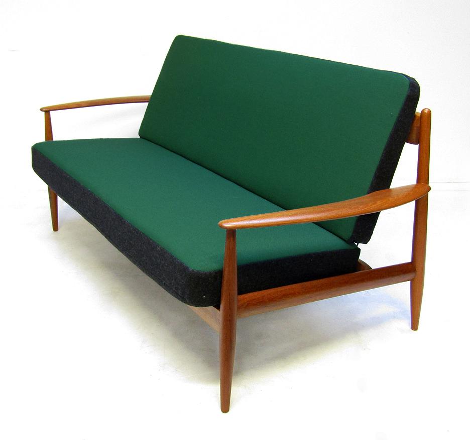 Danish 1950s Sofa and Lounge Chair Set in Jade Kvadrat by Grete Jalk 7