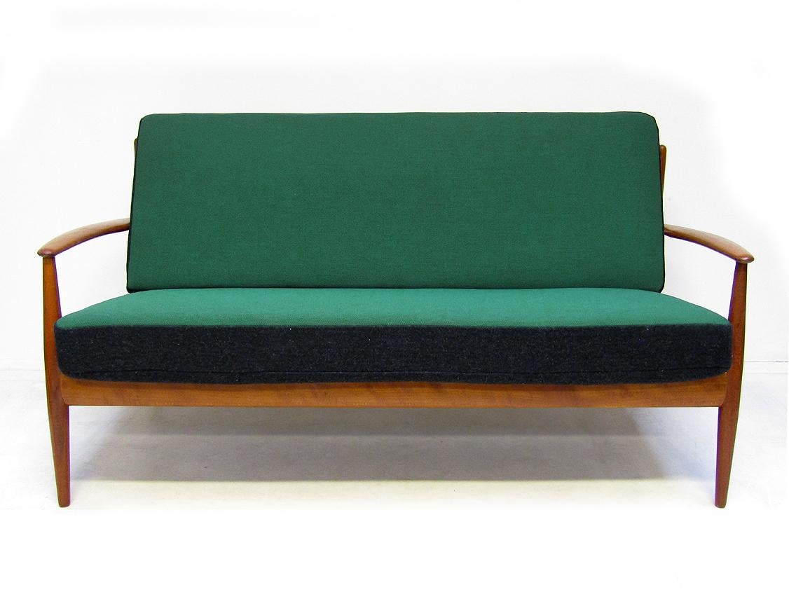 Mid-20th Century Danish 1950s Sofa and Lounge Chair Set in Jade Kvadrat by Grete Jalk