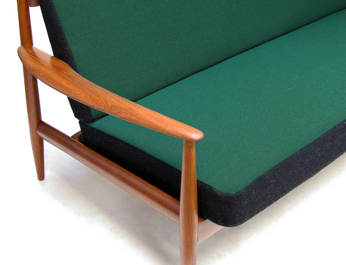 Danish 1950s Sofa and Lounge Chair Set in Jade Kvadrat by Grete Jalk 1