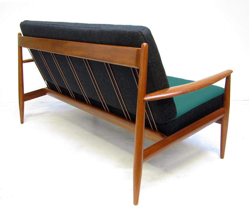 Danish 1950s Sofa and Lounge Chair Set in Jade Kvadrat by Grete Jalk 3