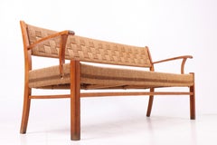 Dänisches Sofa aus Eiche und Seegras aus den 1950er Jahren, Frits Schlegel zugeschrieben