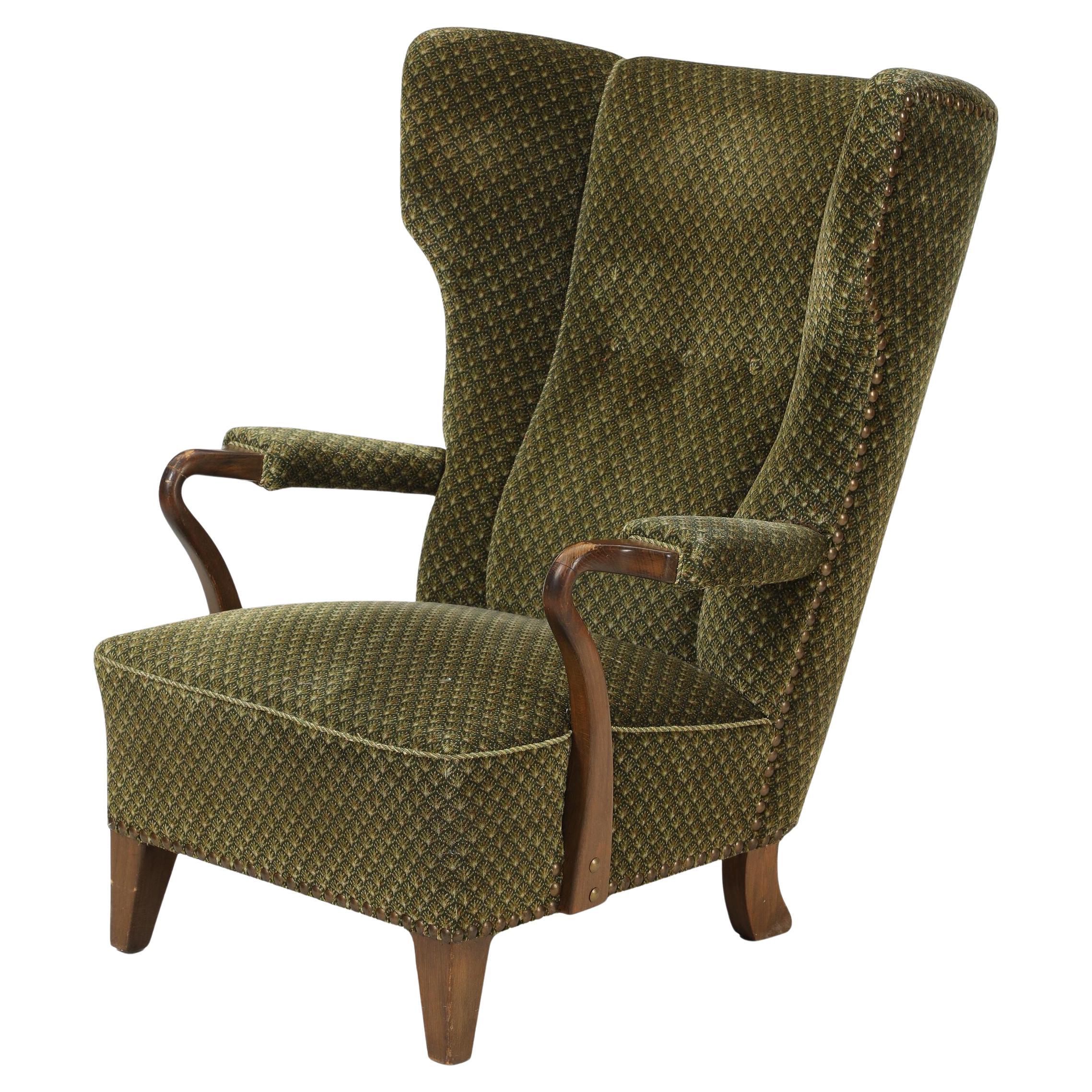 Danish 1950
s Wingback Lounge Chair in with Open Armrest by Soren Willadsen For Sale