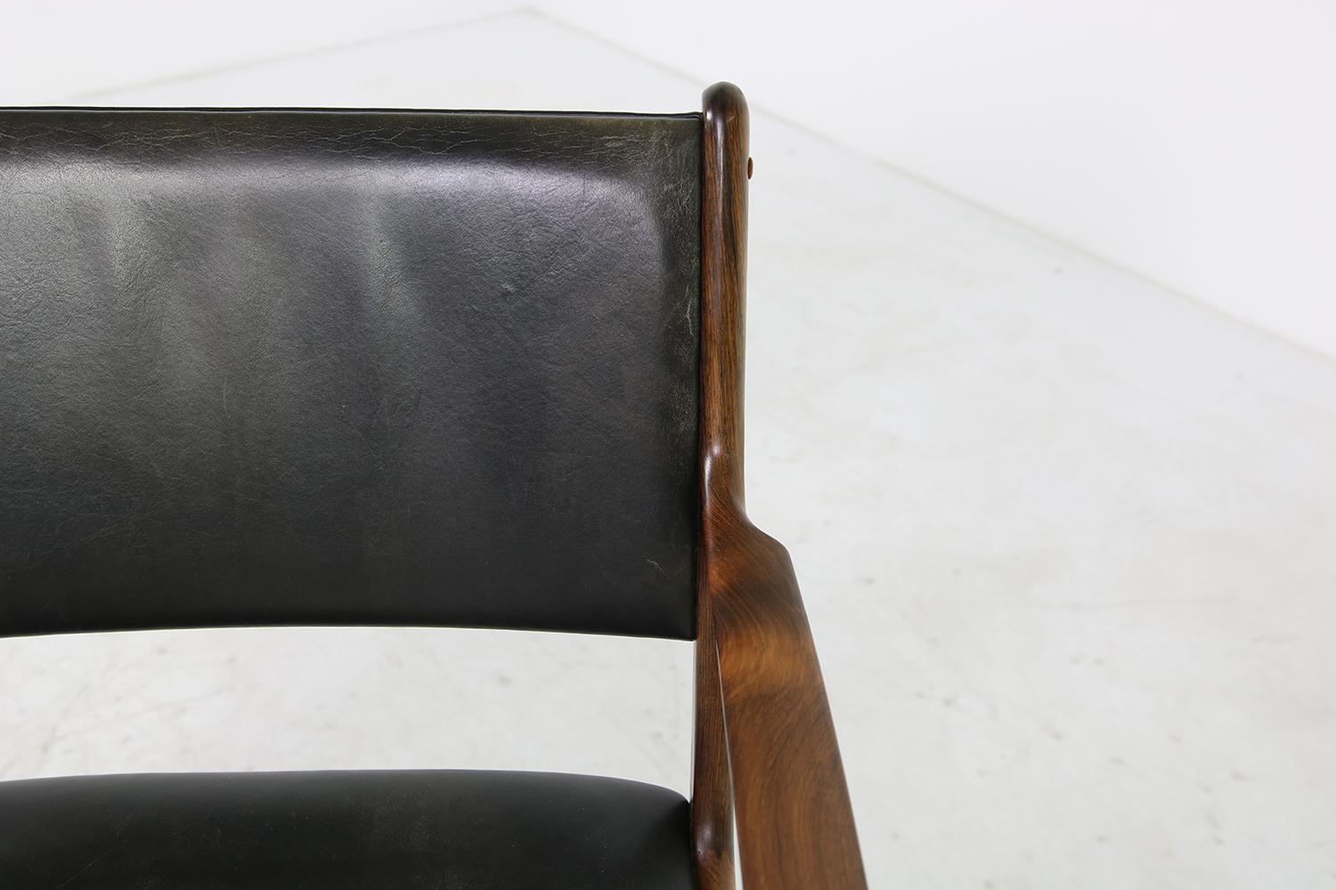 Mid-20th Century Danish 1960s Armchair by Ole Wanscher Mod. PJ 412 Poul Jeppesen, Desk Chair