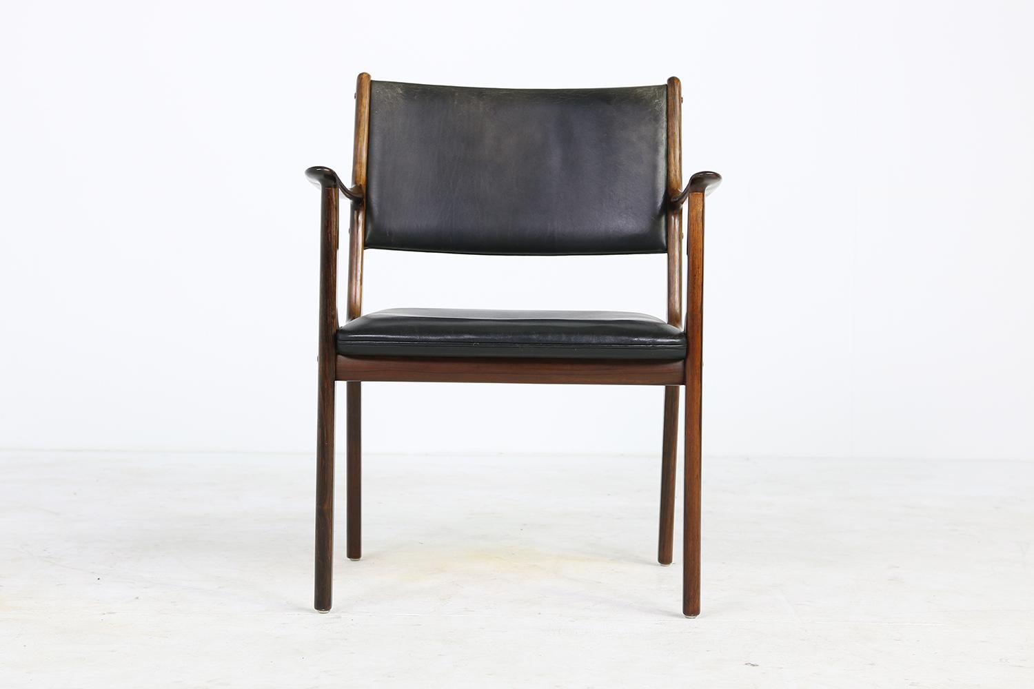 Leather Danish 1960s Armchair by Ole Wanscher Mod. PJ 412 Poul Jeppesen, Desk Chair