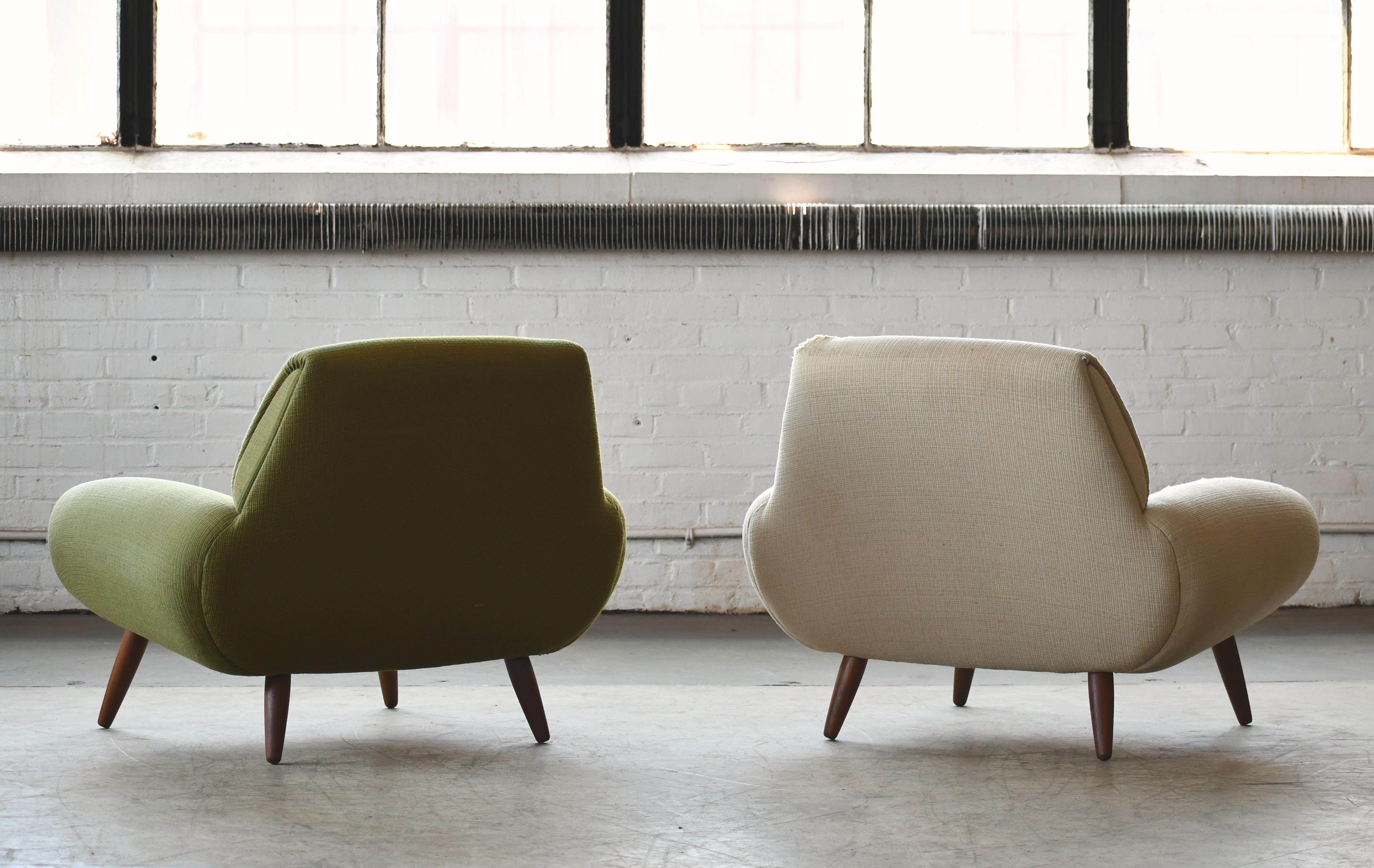 Wool Danish 1960s Atomic Age Lounge Chairs by Kurt Ostervig Midcentury 
