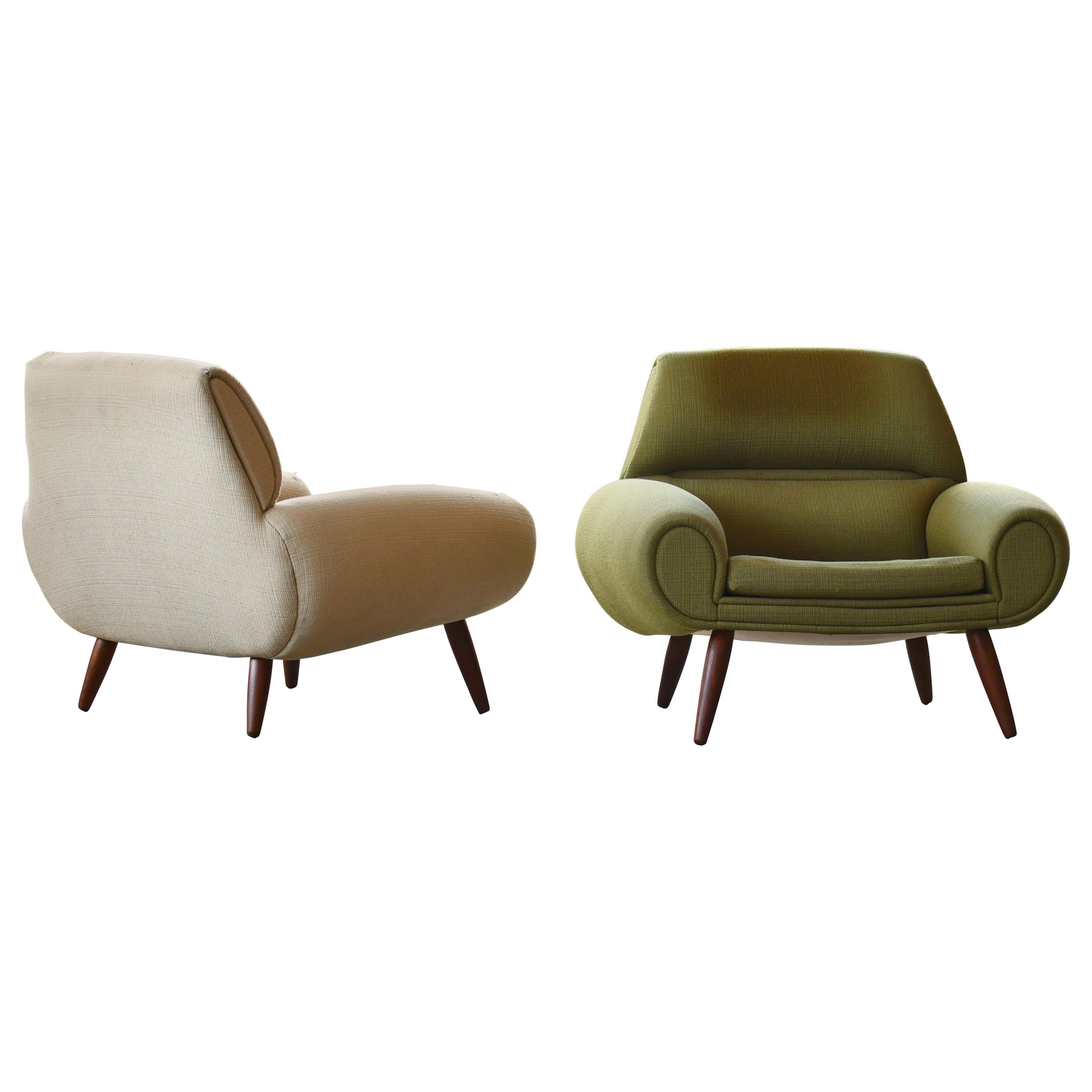 Danish 1960s Atomic Age Lounge Chairs by Kurt Ostervig Midcentury 