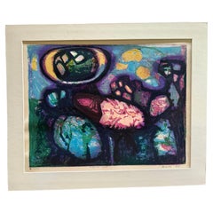 L'artista danese degli anni '60 Mogens Balle, Mogens Balle, stupisce per la sua bellissima litografia a colori.