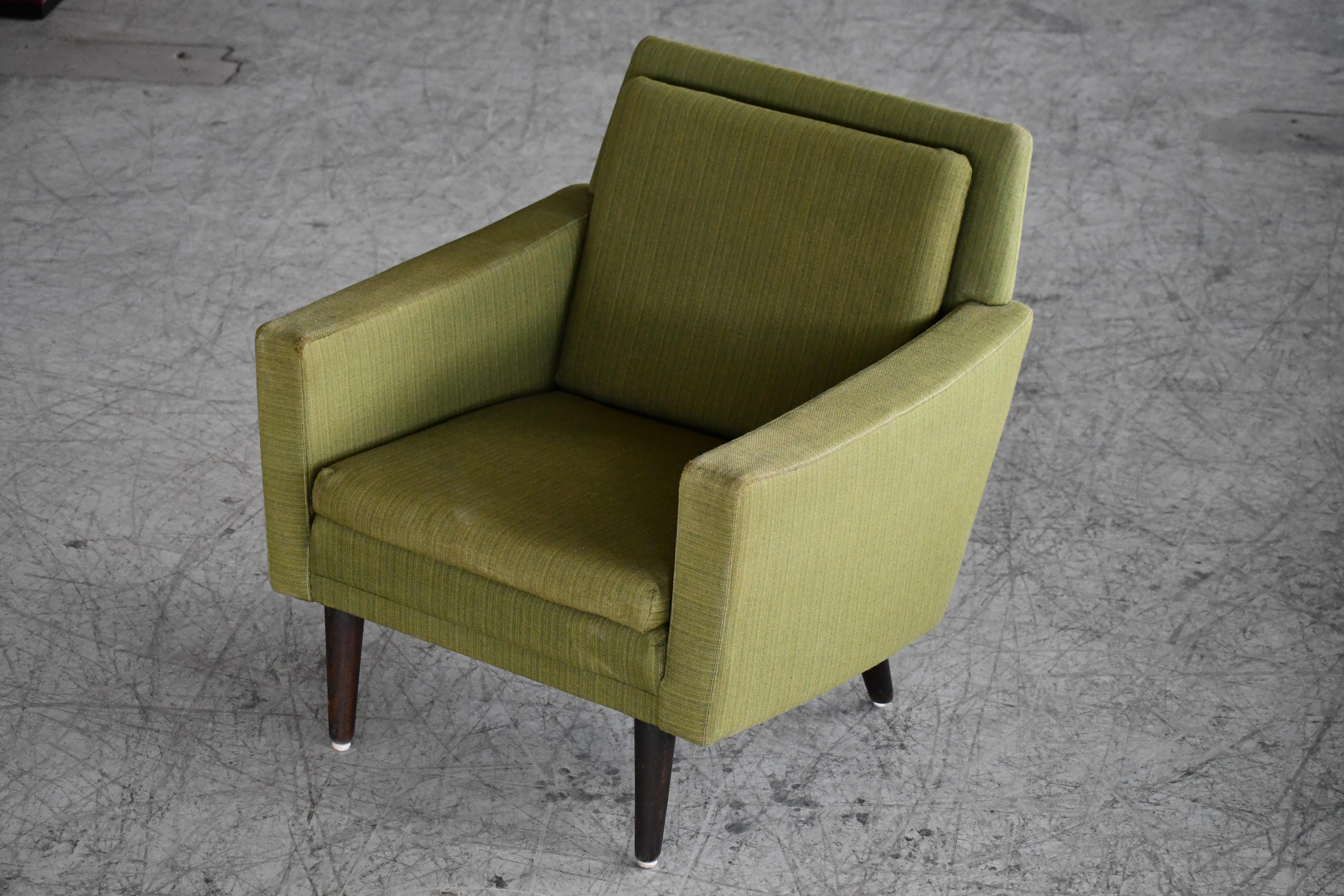 Mid-20th Century Danish 1960's Easy Chair in in Wool and Teak Style of Folke Ohlsson For Sale