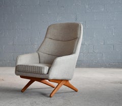 Danish 1960s Easy Lounge Chair Scissor Legs in Oak by Illum Wikkelso