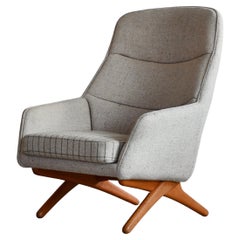 Danish 1960s Easy Lounge Chair Scissor Legs in Oak by Illum Wikkelso
