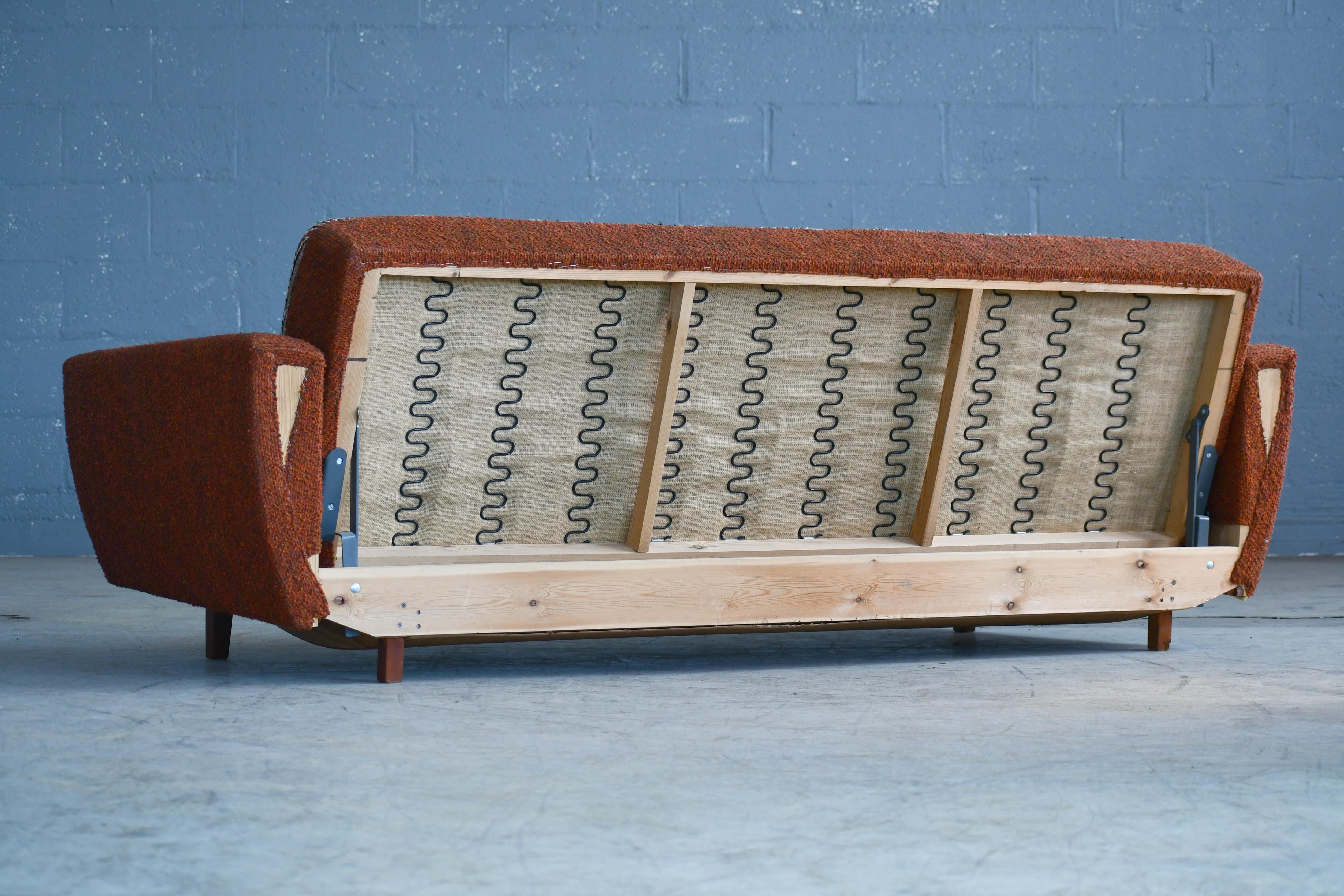 Scandinavian Modern Danish 1960s Extendable Daybed or Sleeper Sofa in Original Fabric