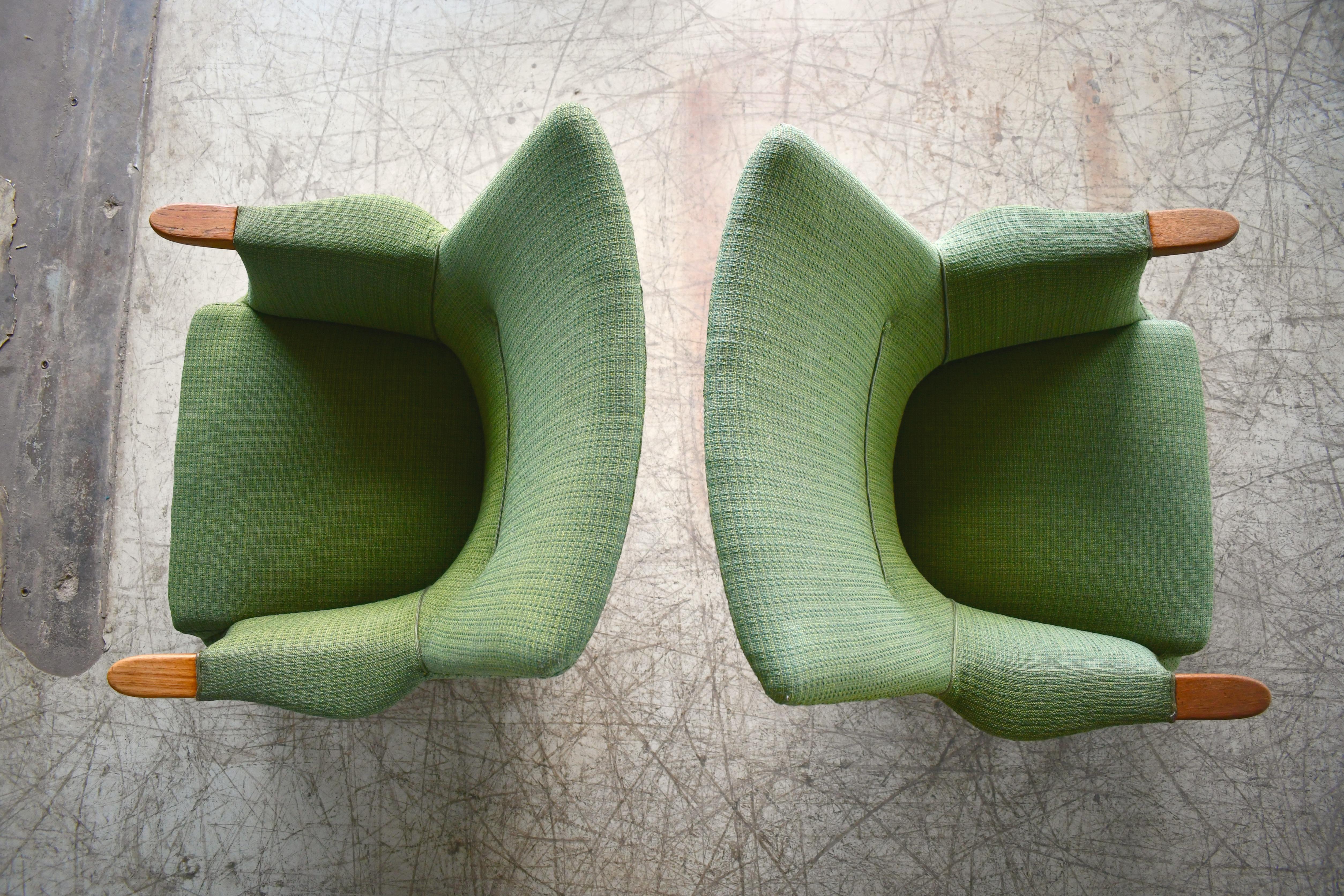 Danish 1960s Hans Wegner Mama Bear Style Lounge Chairs by Poul Jessen 6