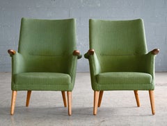 Danish 1960s Hans Wegner Mama Bear Style Lounge Chairs by Poul Jessen