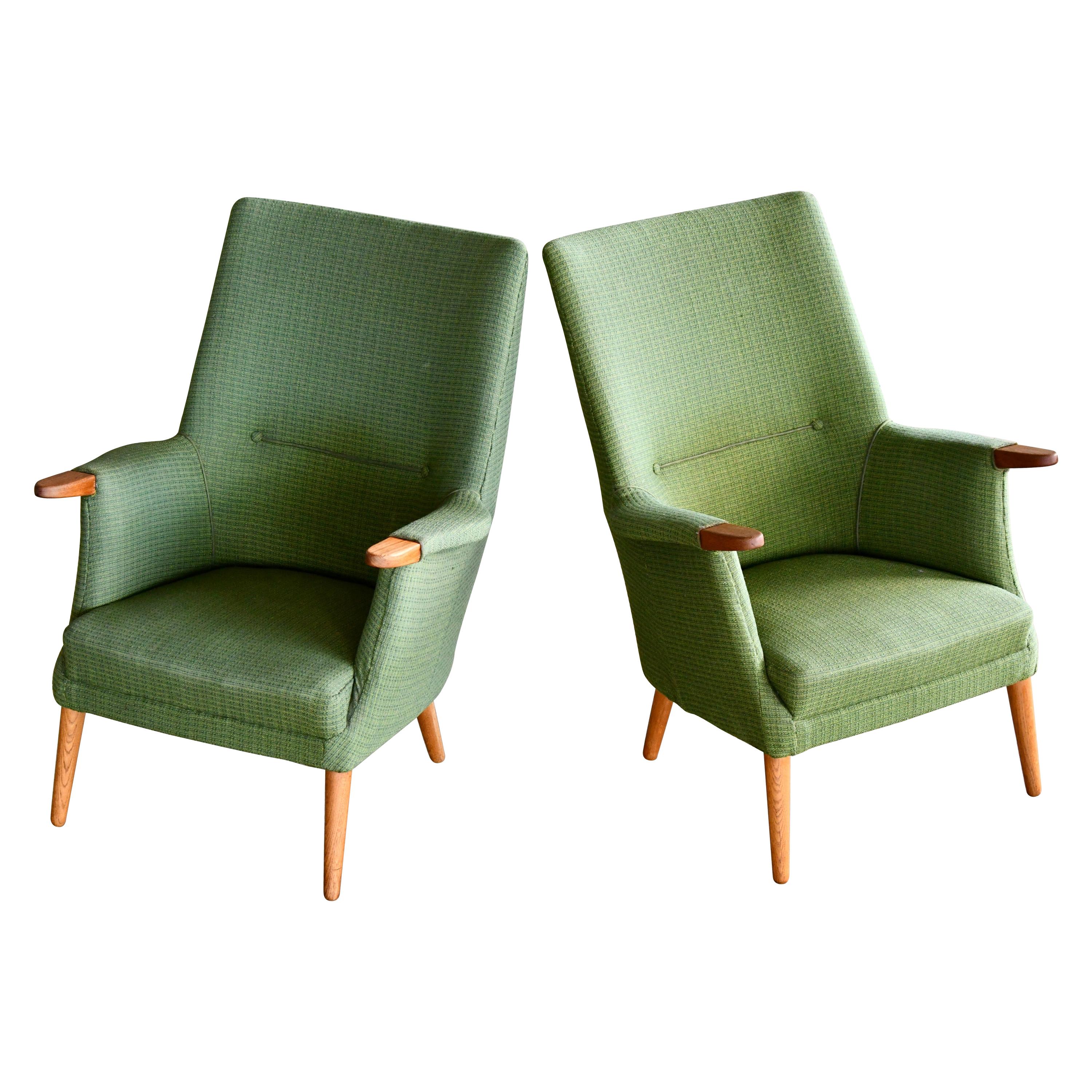 Danish 1960s Hans Wegner Mama Bear Style Lounge Chairs by Poul Jessen