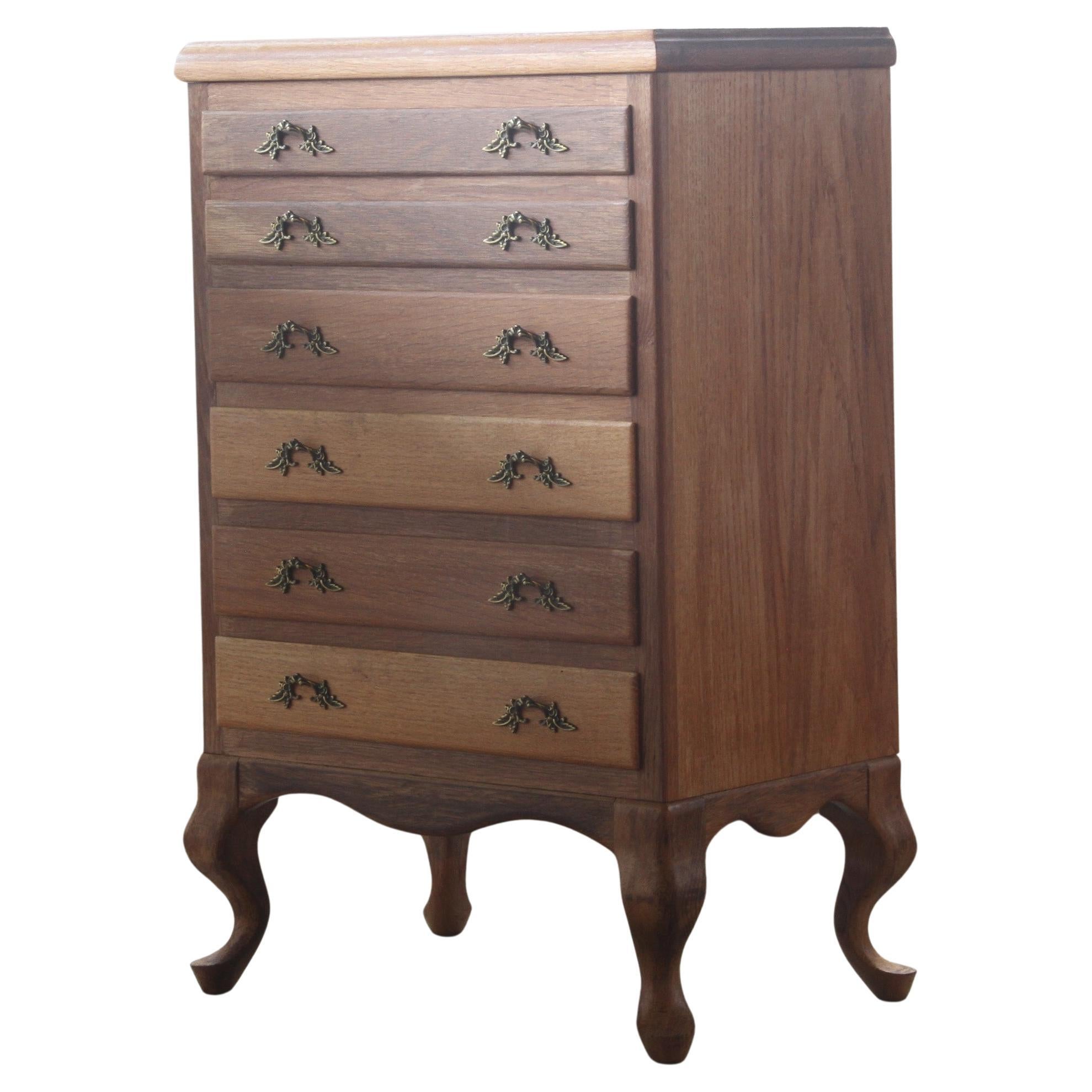 Danish 1960s Highboy 6 Drawer Dresser in Oak